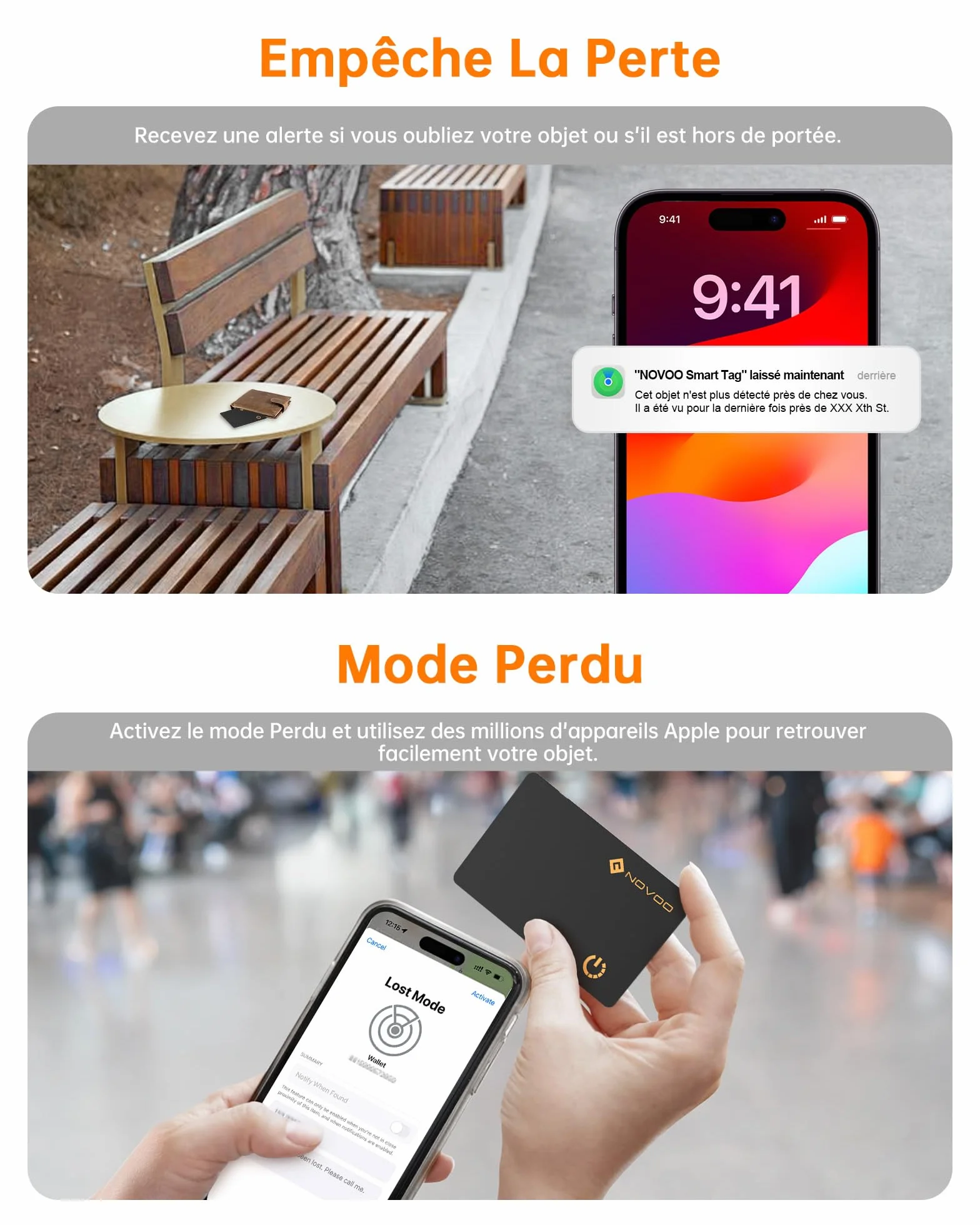 NOVOO Lokalizacja przedmiotów Air Tag 1,6 mm, smukły 6 lat, kompatybilny z aplikacją (tylko iOS), Bluetooth Tracker do portfela, etykiety bagażowej, paszport-BK