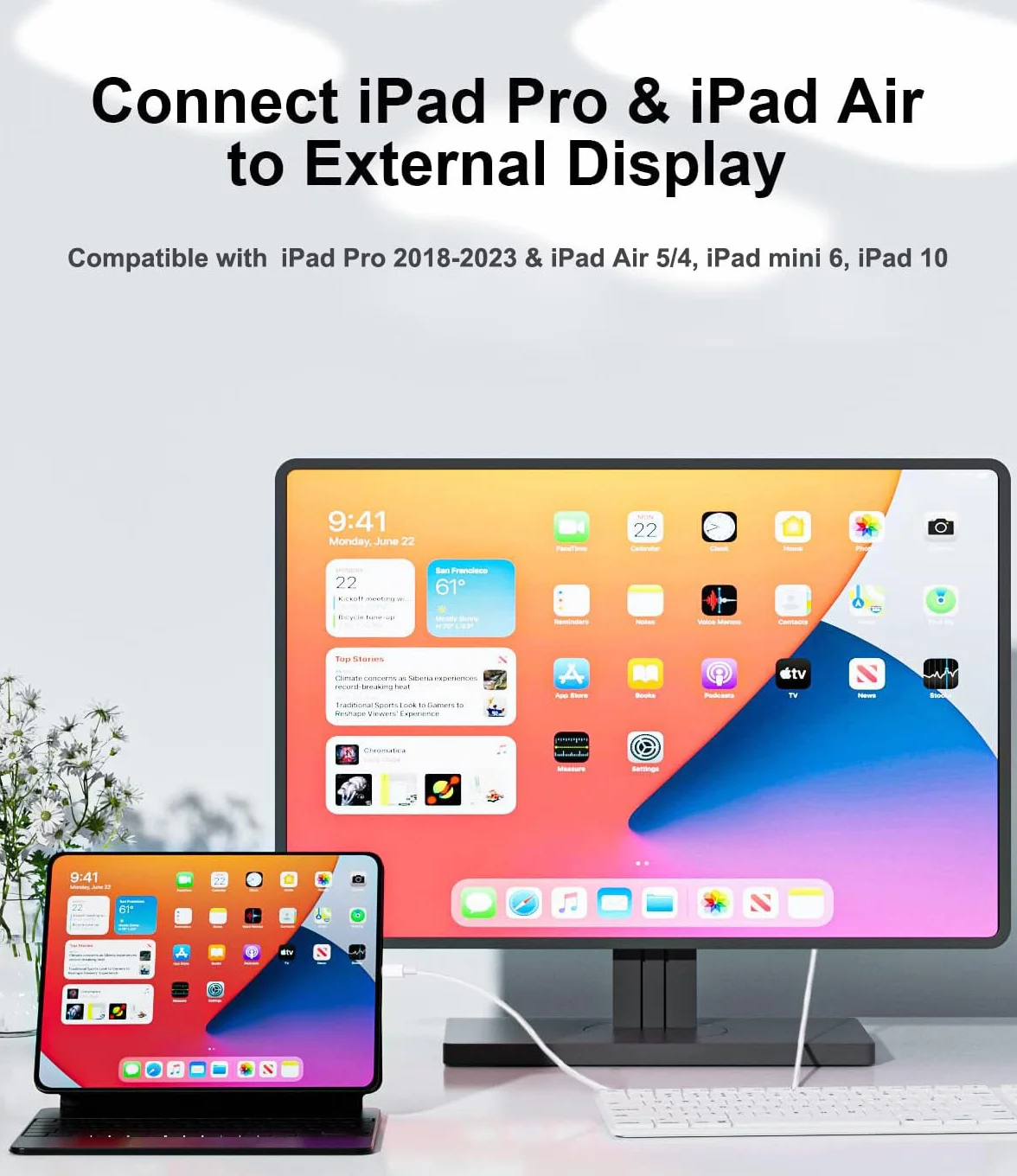 Adapter USB-C na HDMI z certyfikatem Apple MFi 4K @ 60 Hz do iPhone 15 MacBook Pro Air iPad Pro, HDMI 2.0 Digital AV kabel typu C, kompatybilny z Samsung Galaxy S24/S23, Pixelbook, XPS