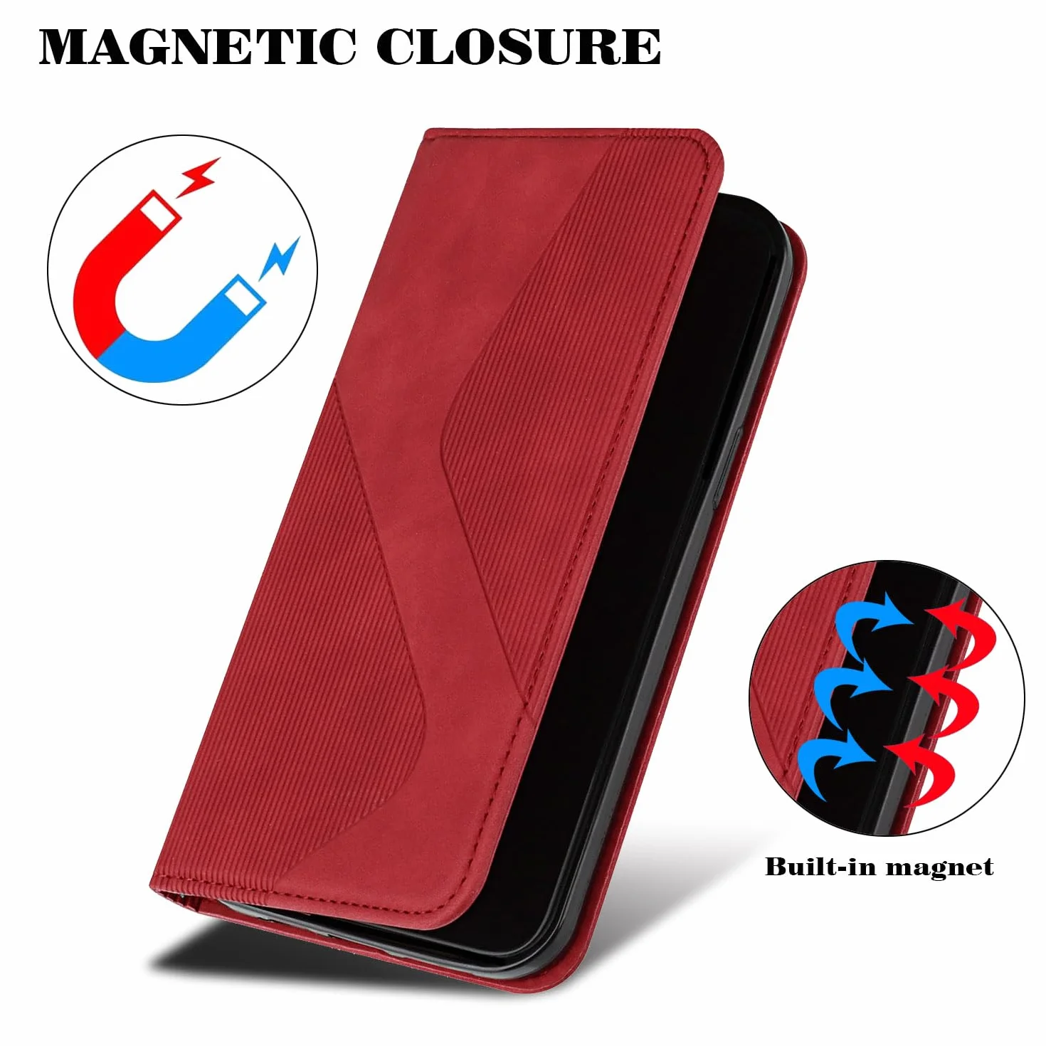 Etui na Motorola Moto G72 5G Portfel z klapką ze skóry PU, [3 miejsca na karty] [zamknięcie magnetyczne] [regulowany pasek na ramię] - Czerwony