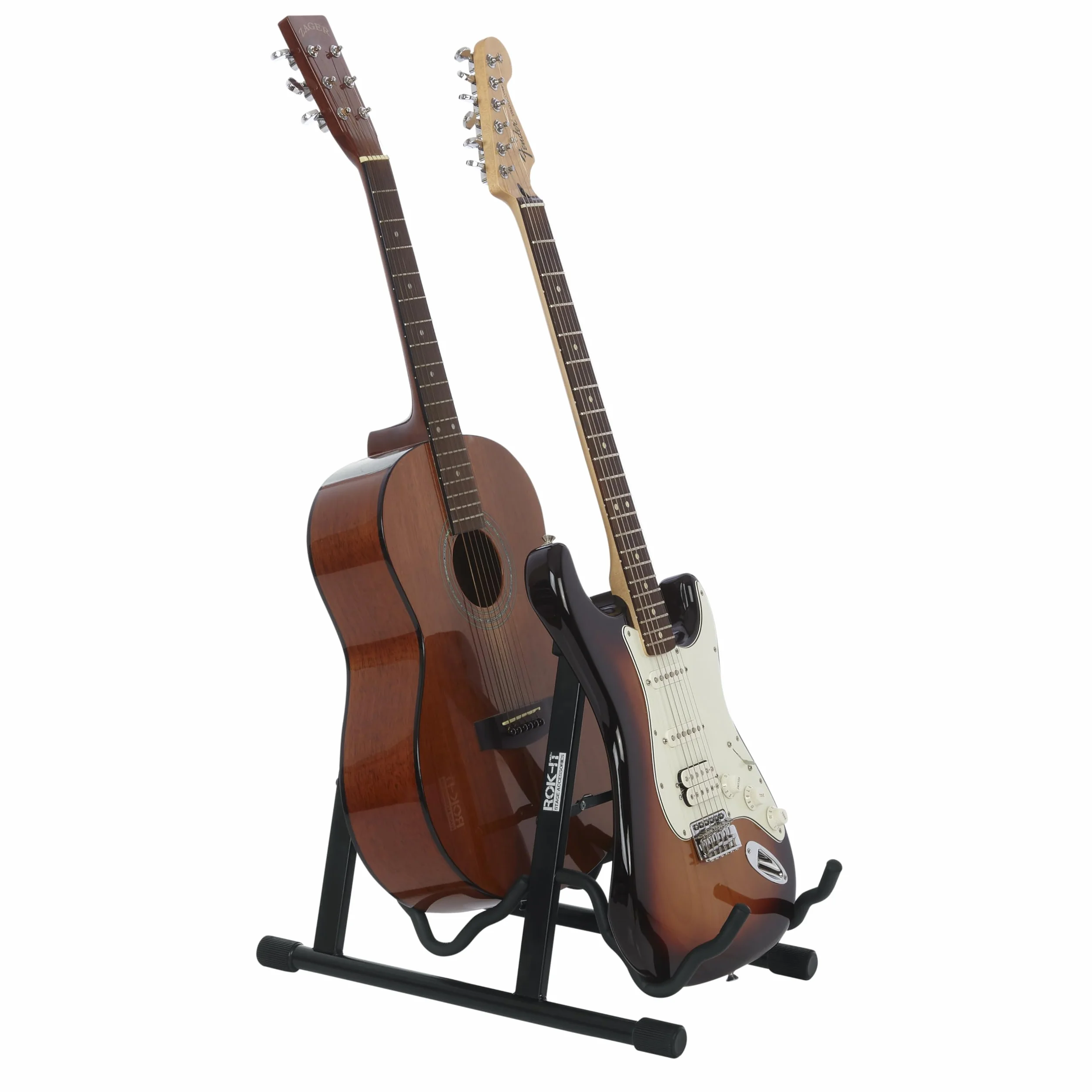 Gator Frameworks Rok It Podwójny stojak na gitarę w kształcie litery A; mieści większość standardowych gitar elektrycznych i akustycznych (RI-GTRAU2X)