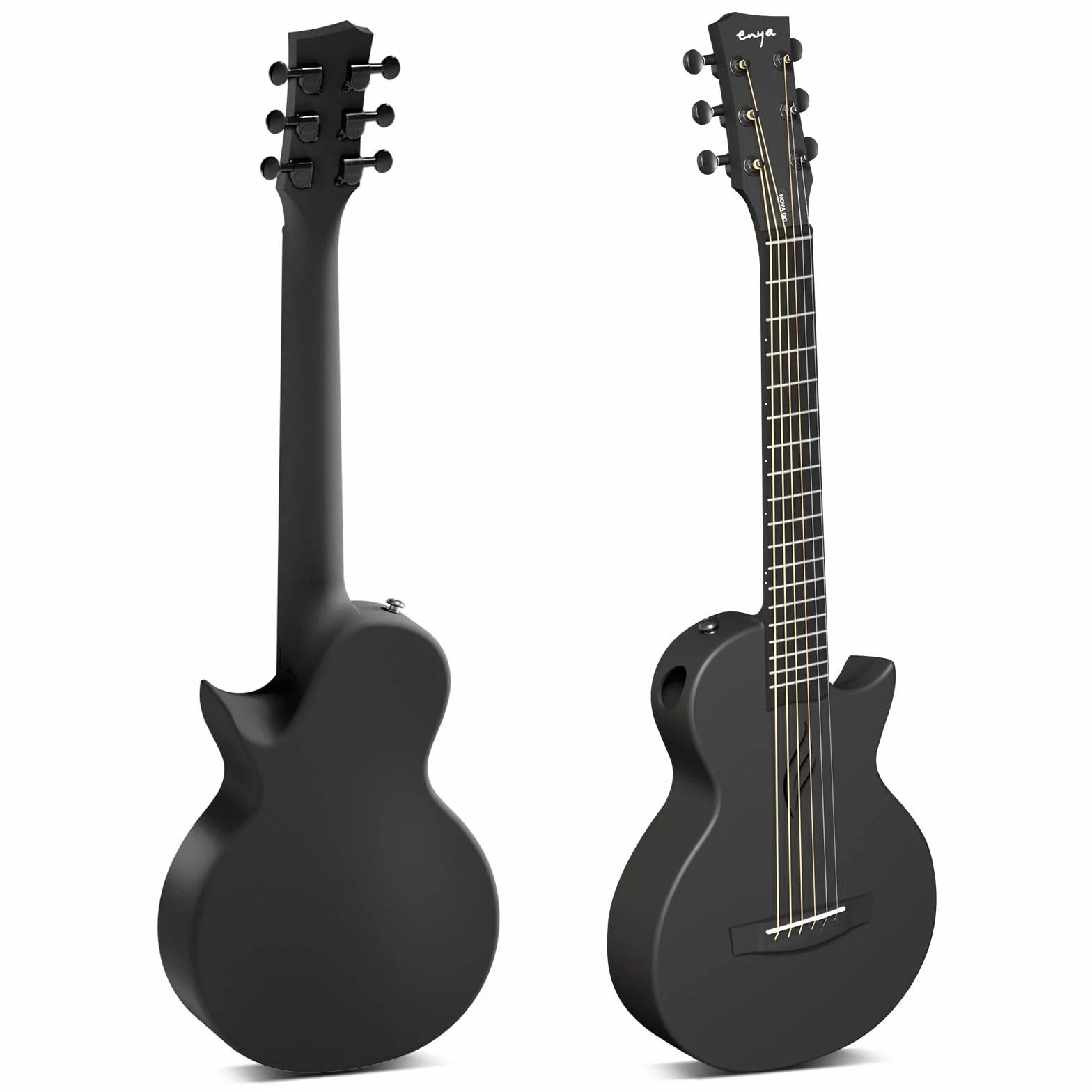 Gitara akustyczna Enya Nova Go Mini, czarna, 1/4, włókno węglowe, gitara podróżna, dla dorosłych, początkujących, zestaw startowy dla dzieci, do nauki, prezent na Wielkanoc, urodziny, Boże Narodzenie