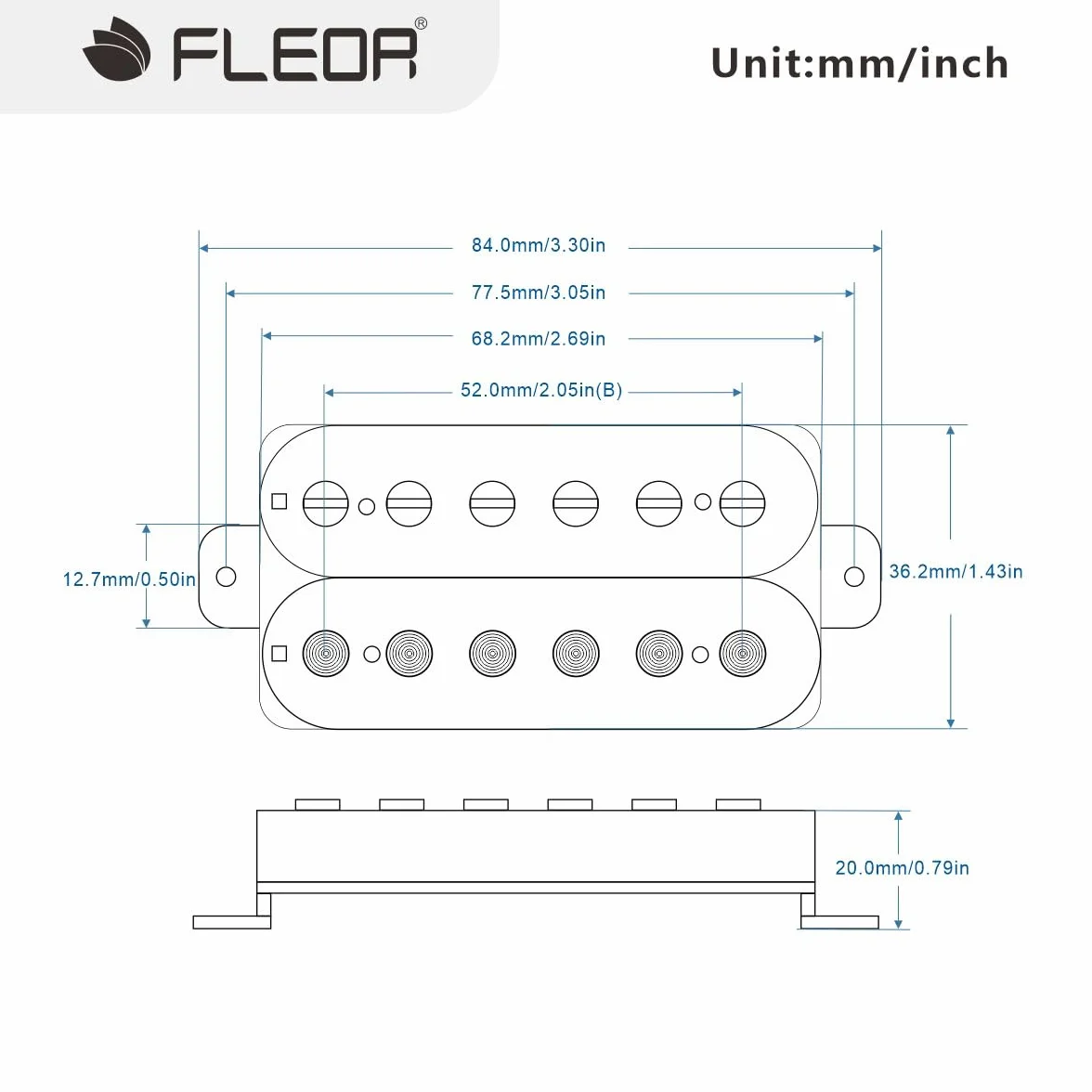 FLEOR Gitara elektryczna Humbucker Bridge Alnik 5 przetworników czarny
