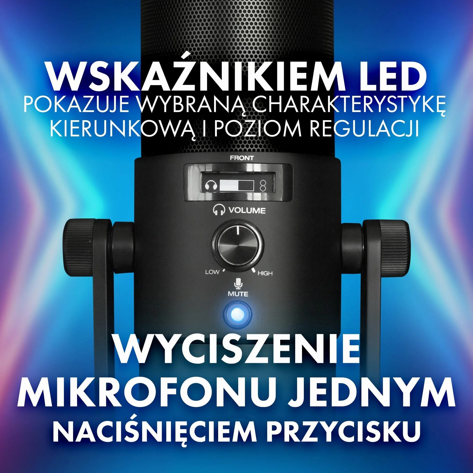 M-AUDIO Uber Mic – Pojemnościowy mikrofon USB do gry, streamingu, podcastów i nagrywania + 4 charakterystyki kierunkowe, wyciszanie, wyj. słuchawkowe