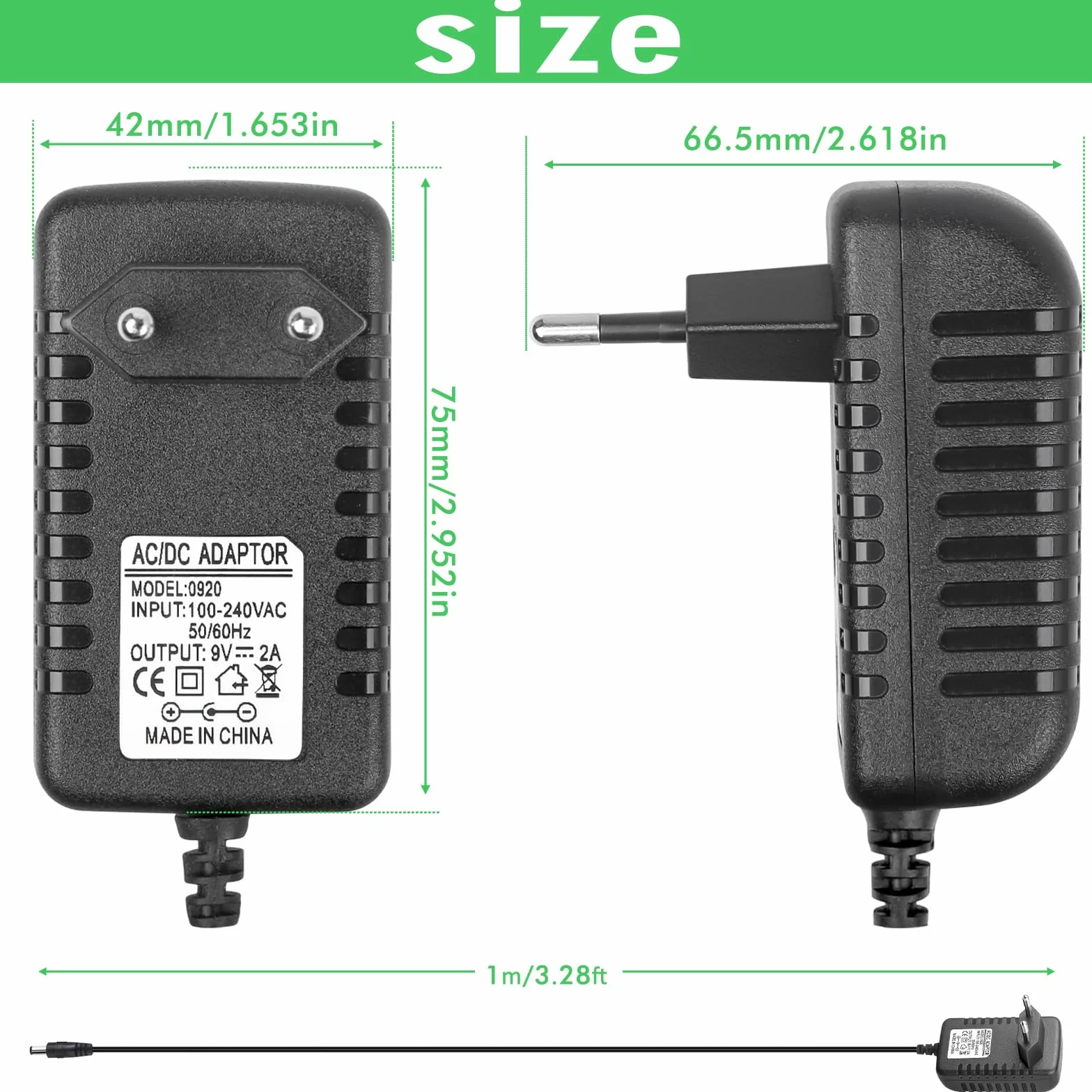 9 V DC, 9 V, 9 V, gitarowy, 9 V, 2000 mA. Kabel do ładowania klawiatury fortepianowej, efektów gitarowych, średnio ujemna elektroda