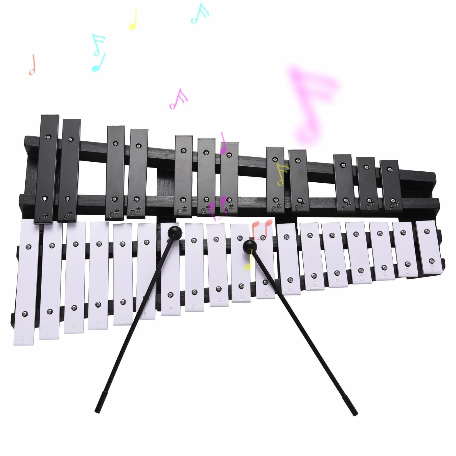 Btuty Glockenspiel 30 notatek składana drewniana rama aluminiowa pręty o grubości 5 mm perkusyjny instrument muzyczny z torbą do przenoszenia