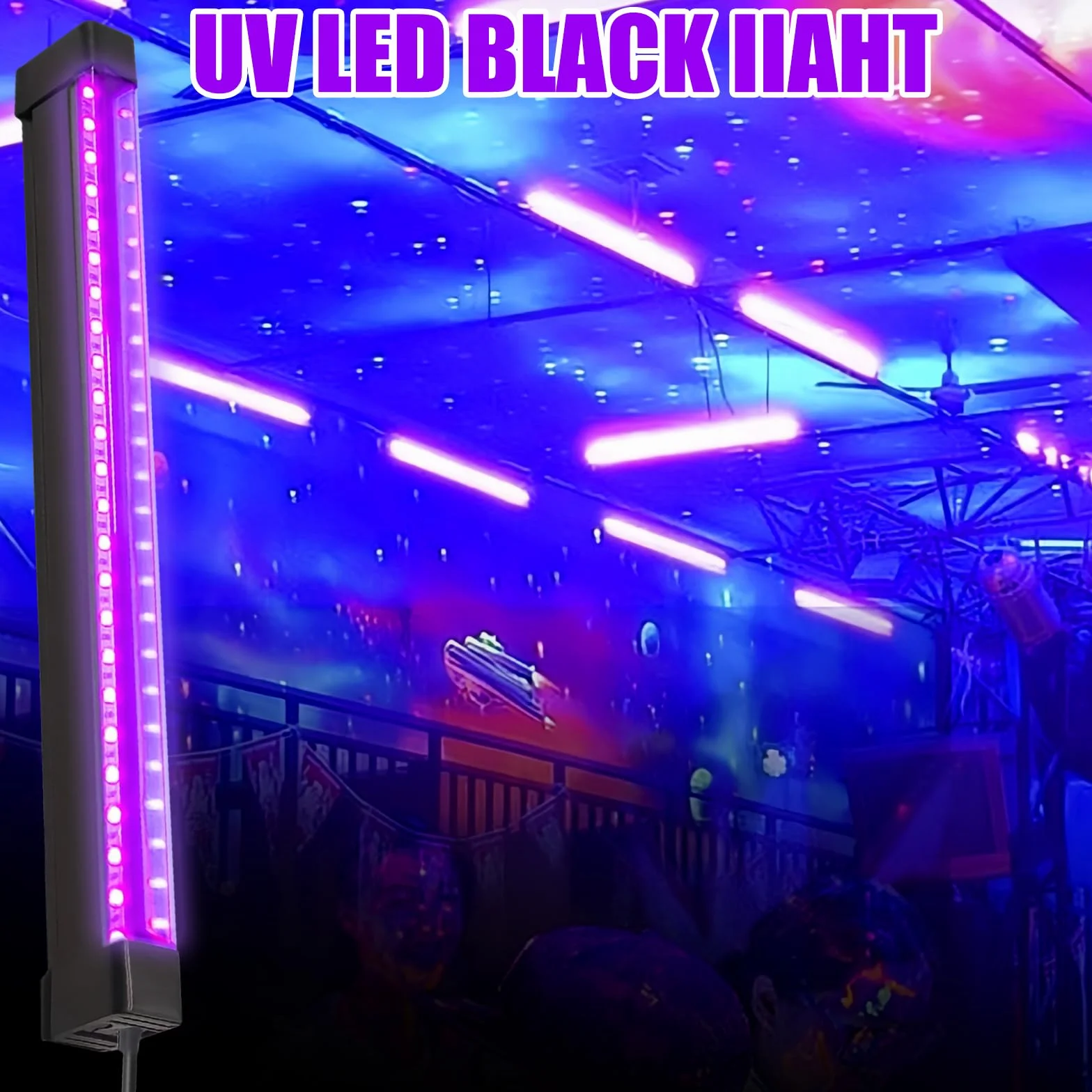 2 sztuki czarnych lamp: 8 W UV LED czarne światło z przełącznikiem i wtyczką USB, Black Light Bar na dyskotekę, imprezę, Halloween, oświetlenie sceniczne