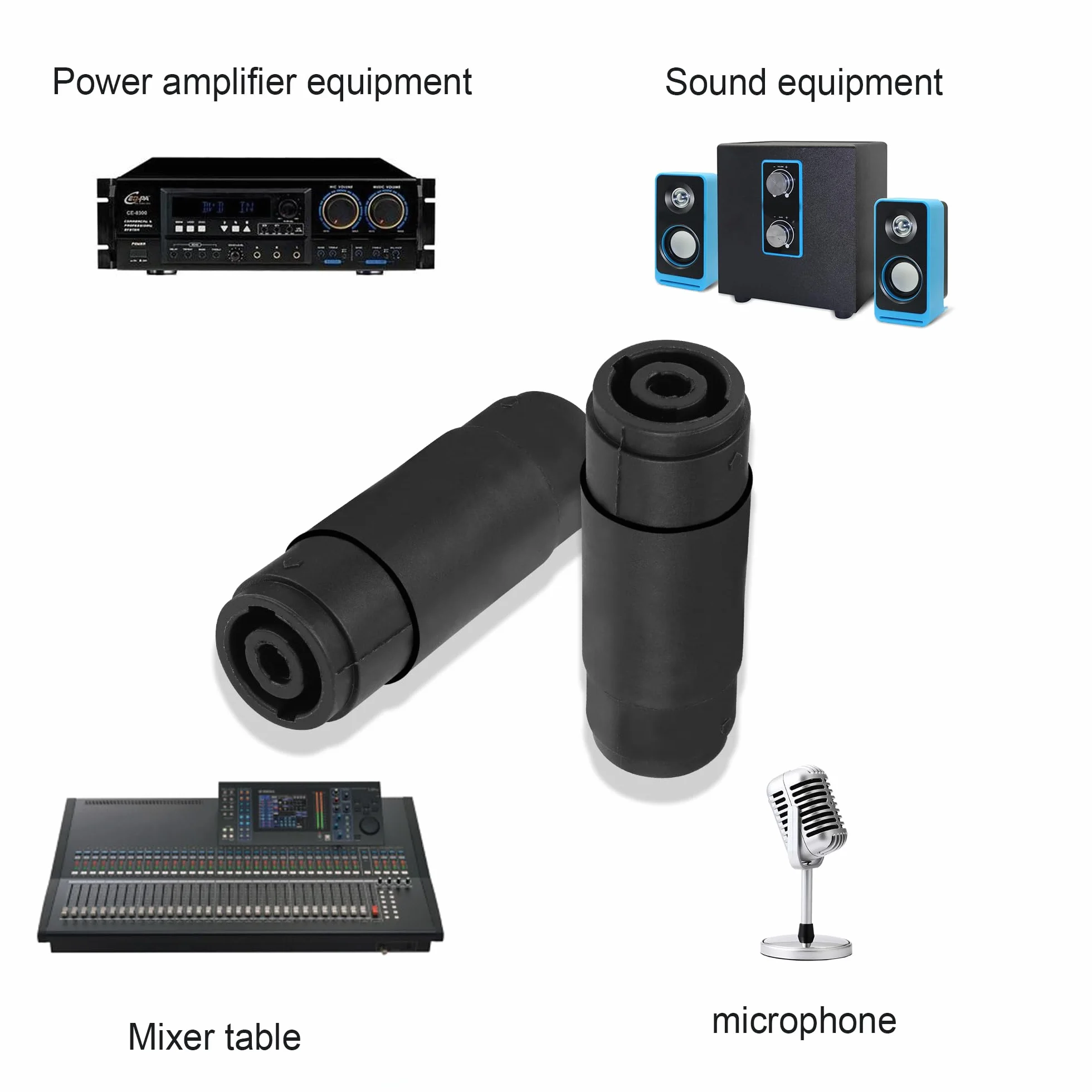Speakon NL4FC, 4-pinowe złącze audio NL4FC Linia audio do żeńskiego złącza głośnika żeńskiego Wtyczka przedłużająca do adaptera audio, wzmacniacza, miksera (2 sztuki)