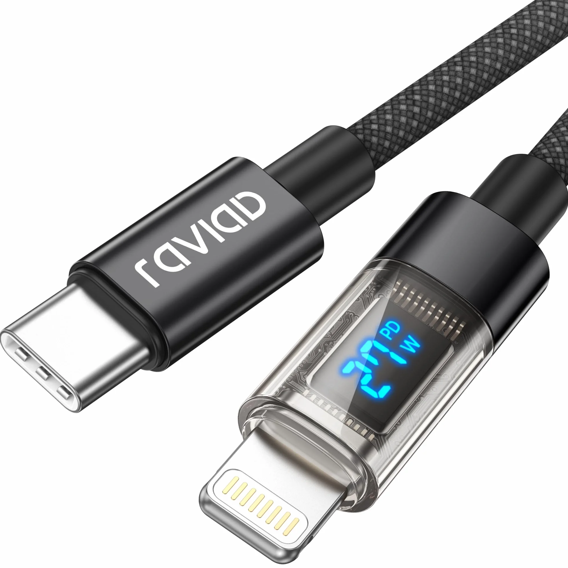 RAVIAD Kabel USB C Lightning 1 m [certyfikat MFi] Power Delivery 27 W Nylon typ C to Lightning kabel do ładowania do iPhone 14/13/13 Pro / 13 Pro Max / 13 Mini / 12 / 12 Pro Max/12 Mini/11 Pro/X/XS/XR