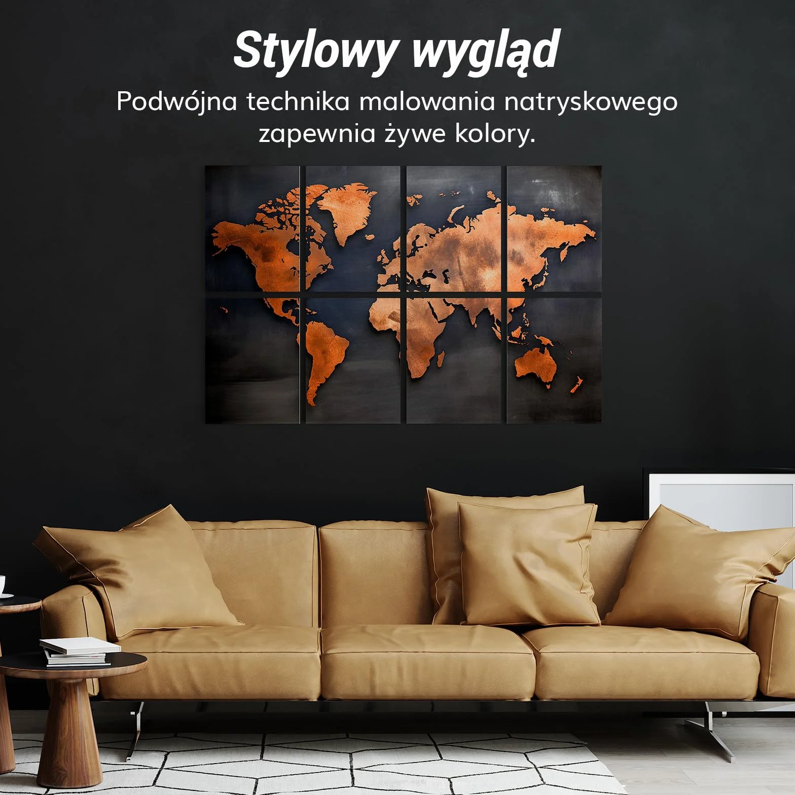 TONOR 8-pakowy artystyczny panel akustyczny, samoprzylepne panele ścienne, panele dźwiękochłonne 40 * 30 * 0.9cm, dekoracyjne panele dźwiękochłonne, obróbka akustyczna do studia, Mapa świata