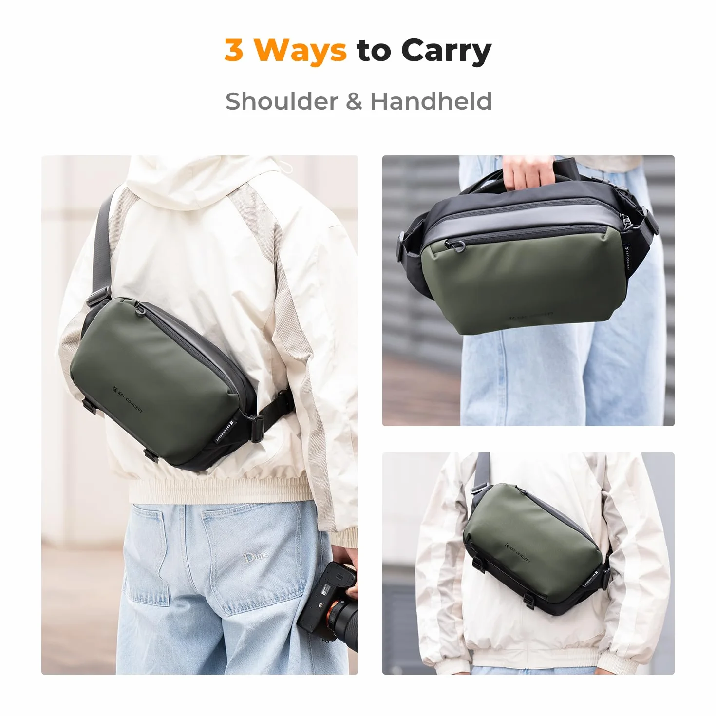 K&F Concept Torba na ramię 2 w 1, 10 l, codzienna torba na ramię i wielofunkcyjna fotografia, aparat crossbody, DSLR, plecak, przenośna torba