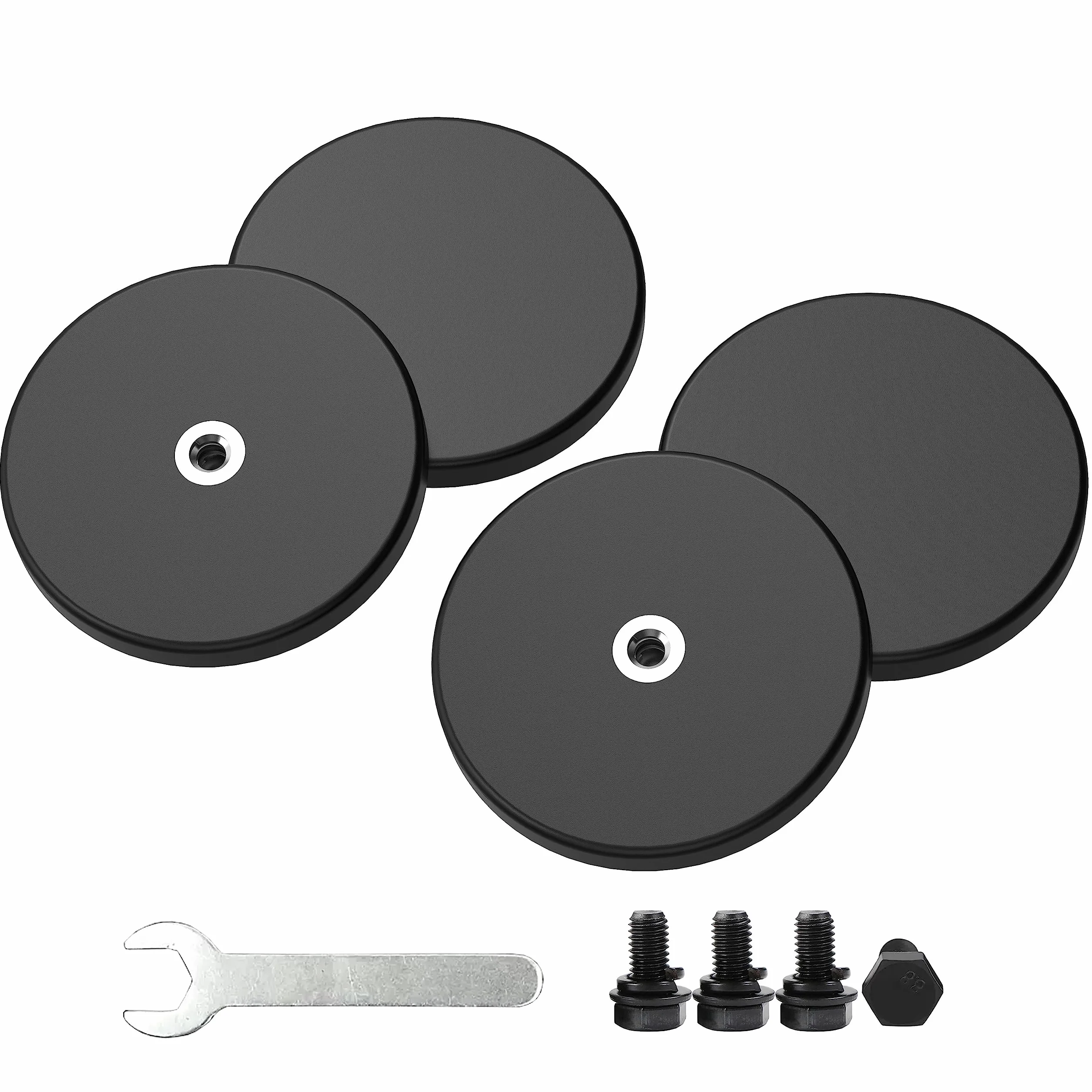 Magnetpro 4 sztuki, mocne, gumowane magnesy, antypoślizgowe, rozmiar: Ø 43 mm, siła przyczepności 15 kg, magnetyczna podstawa montażowa do listew świetlnych i dodatkowych lusterek na zewnątrz