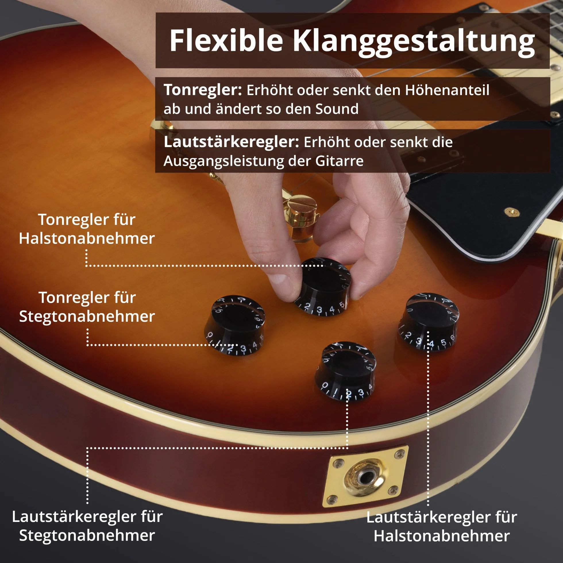 Rocktile Pro L-200OHB gitara elektryczna - korpus: mahoń - 2 przetworniki Humbucker - klejona szyjka z klonu - podstrunnica palisandrowa - mostek Tune-O-matic i stop Bar Tailpiece - Orange Honey Burst