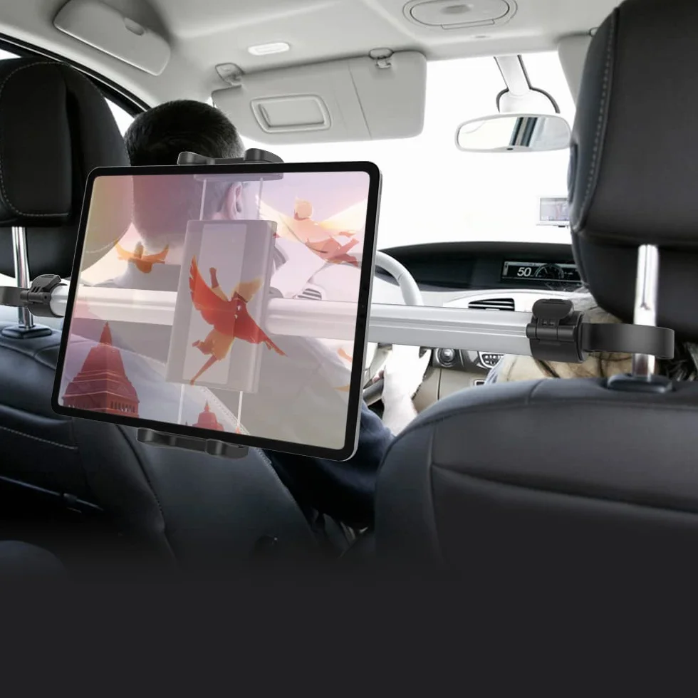 4-13" uchwyt na tablet i przełącznik do samochodu,stabilny i bezpieczny między zagłówkami,iPada, uchwyt samochodowy na środkowy tablet,pasuje do iPad Mini Air, iPad Pro 12.9 11..