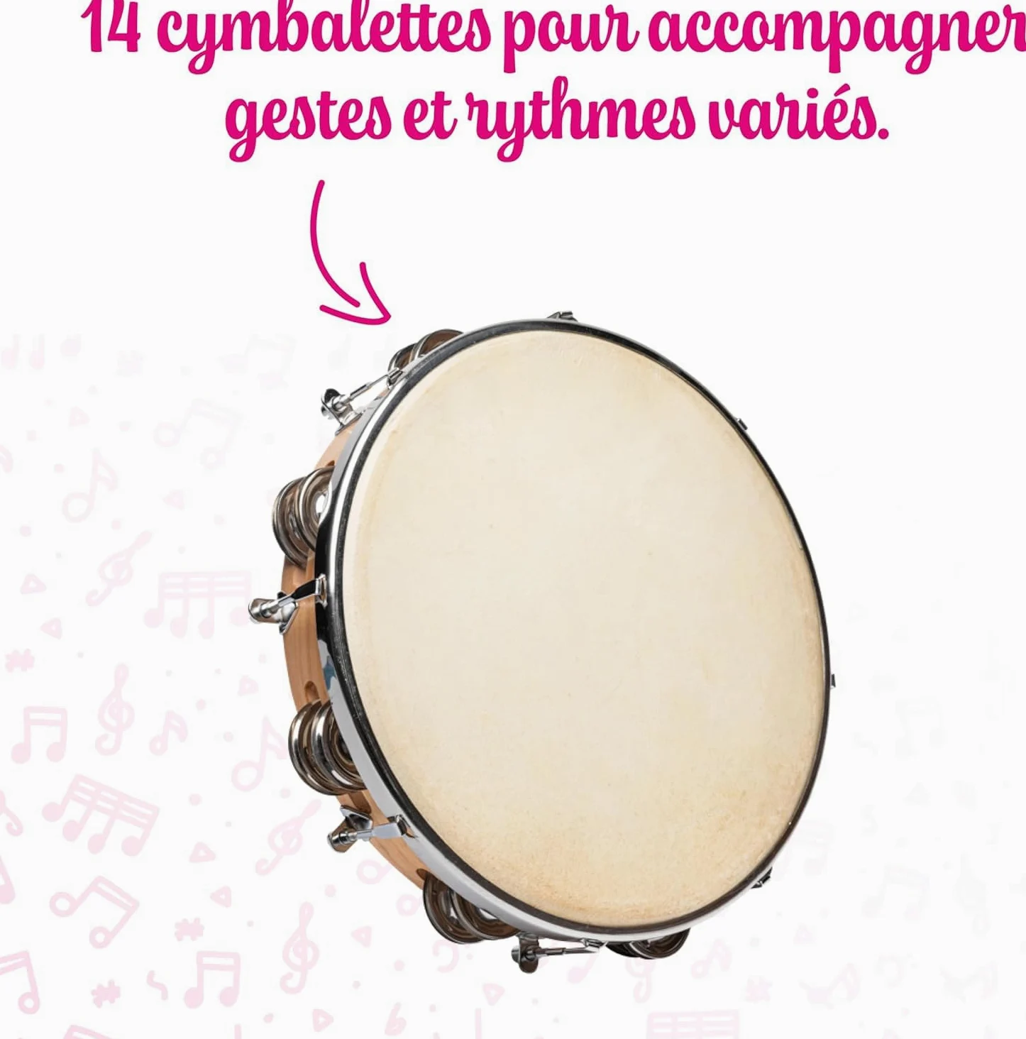 FUZEAU 590 tambourin naturalne futro 25 cm + 18 CYMB