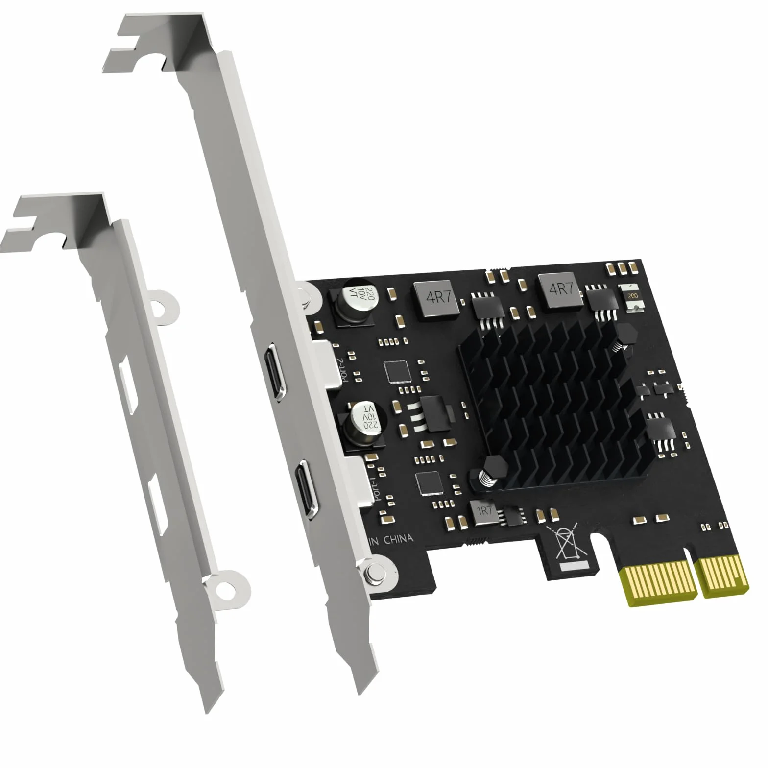 GLOTRENDS U3142X1 2 porty karta rozszerzeń USB PCIe 10Gb, 2 porty USB-C (USB 3.2 Gen 2), interfejs PCIe X1, kompatybilna z systemami Windows/Linux/macOS