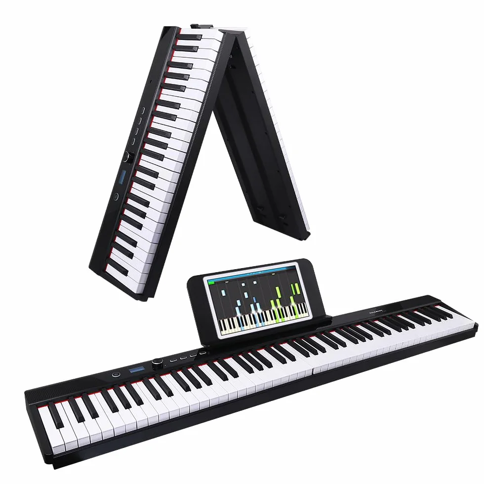 Coomusic 88 klawiszy cyfrowe pianino składane Bluetooth z podświetlanymi klawiszami półważona przenośne