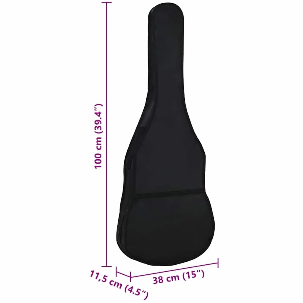 vidaXL Pokrowiec na gitarę klasyczną 4/4 (39"), czarny, 100x37 cm, tkanina