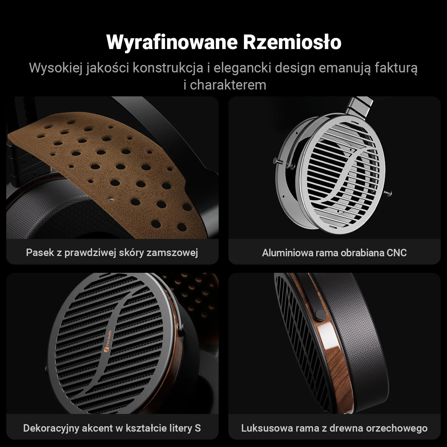 Fosi Audio i5 Słuchawki Planarne Magnetyczne Otwarte 97mm CNC Metal Drewno Orzechowe Przewodowe Studyjne