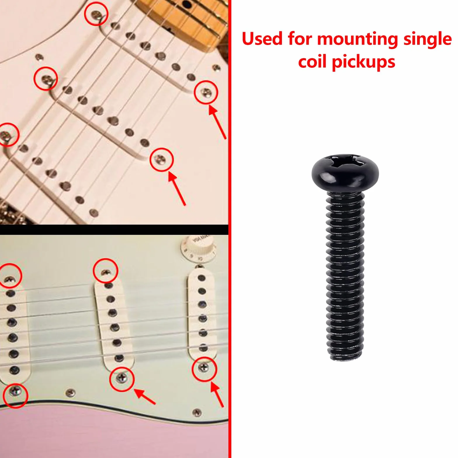 Banworks Gwint metryczny 4 x 22 mm M4 Gitara Elektryczna Pojedyncza Cewka Śruby Montażowe Pickup Regulacja Wysokości Zestaw śrub do Squier Stratocaster Strat ST Telecaster Tele TL Opakowanie 10 JT