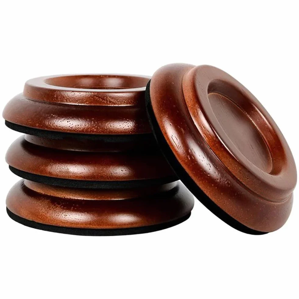 Alnicov Piano Caster Cups, lite drewno pianino Caster Cups do pionowego fortepianu, drewnianego, fortepianu, podstawki, antypoślizgowa i cicha pianka (zestaw 4 szt., brązowy)
