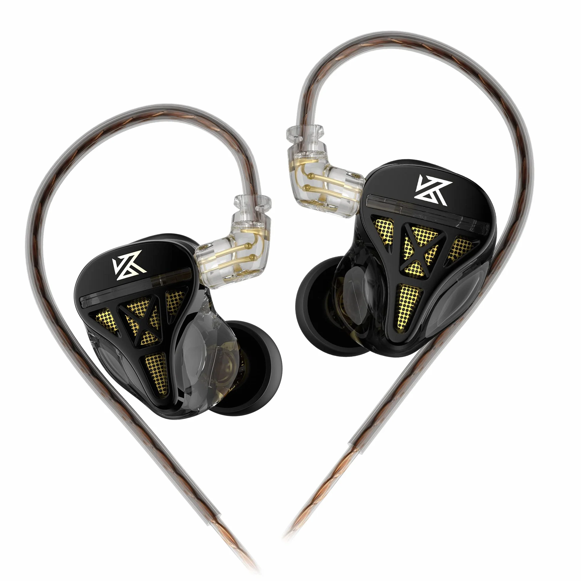 KZ DQS Słuchawki douszne HiFi, dynamiczny sterownik, wysoka precyzja cewki głosowej, słuchawki douszne IEM z 2-pinowym odłączanym kablem OFC 0,75 mm do pokazu scenicznego, pracy (bez mikrofonu)