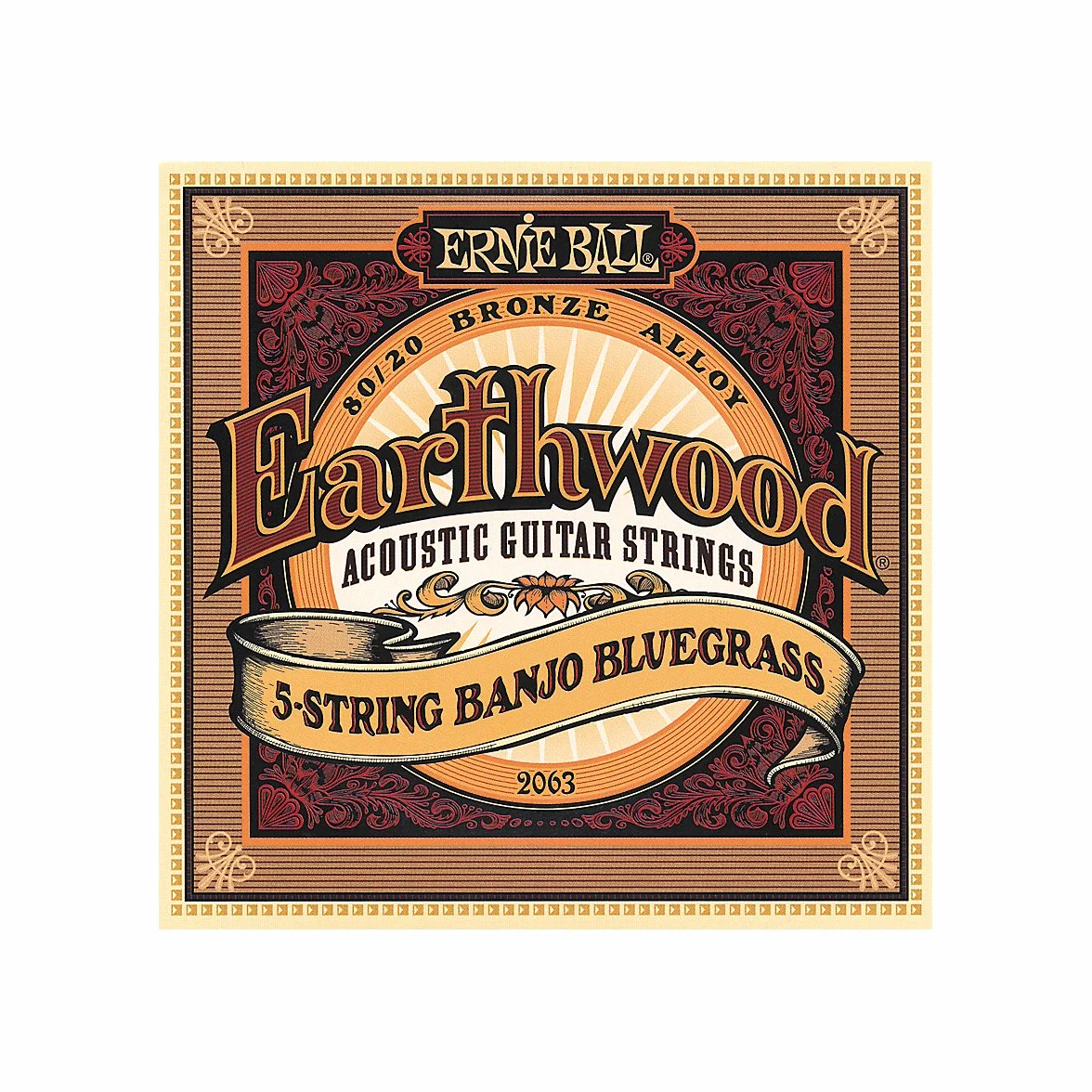 Ernie Ball Earthwood 5-String Banjo Bluegrass Loop End 80/20 Bronze Acoustic Guitar Strings - 9-20 Gauge