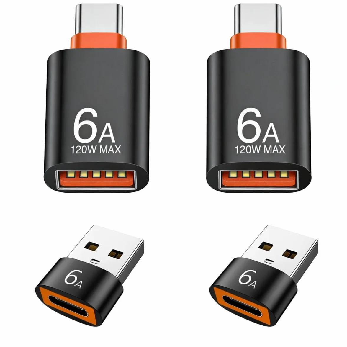 Adapter USB na USB C, 4 sztuki, adapter USB A na C, gniazdo na wtyczkę do Samsung Galaxy, MacBook Pro, telefon komórkowy, PC