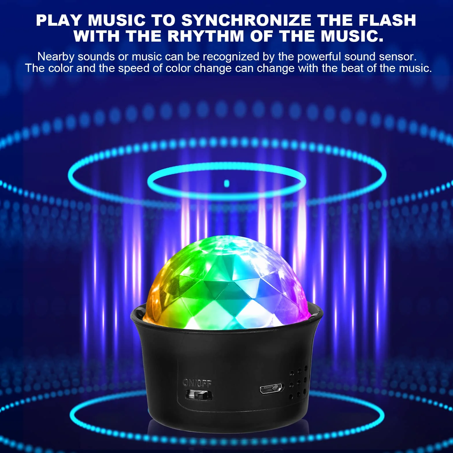 URAQT Disco Lights, Mini Aktywowane Dźwiękiem Oświetlenie Imprezow, 3W RGB Zmiana Kolorów, Przenośne Ladowanie Oświetlenie Sceniczne LED do Spotkań Rodzinnych, Przyjęcia Urodzinowego, Karaoke(1 Szt)