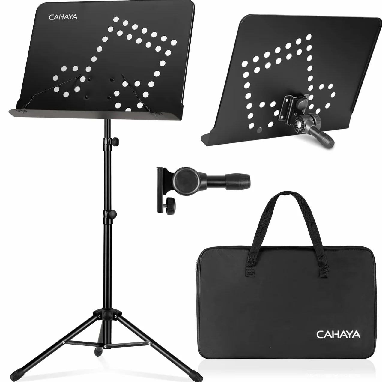 Cahaya Style2 Stojak na Nuty, Czarny, od 79 cm do 142 cm