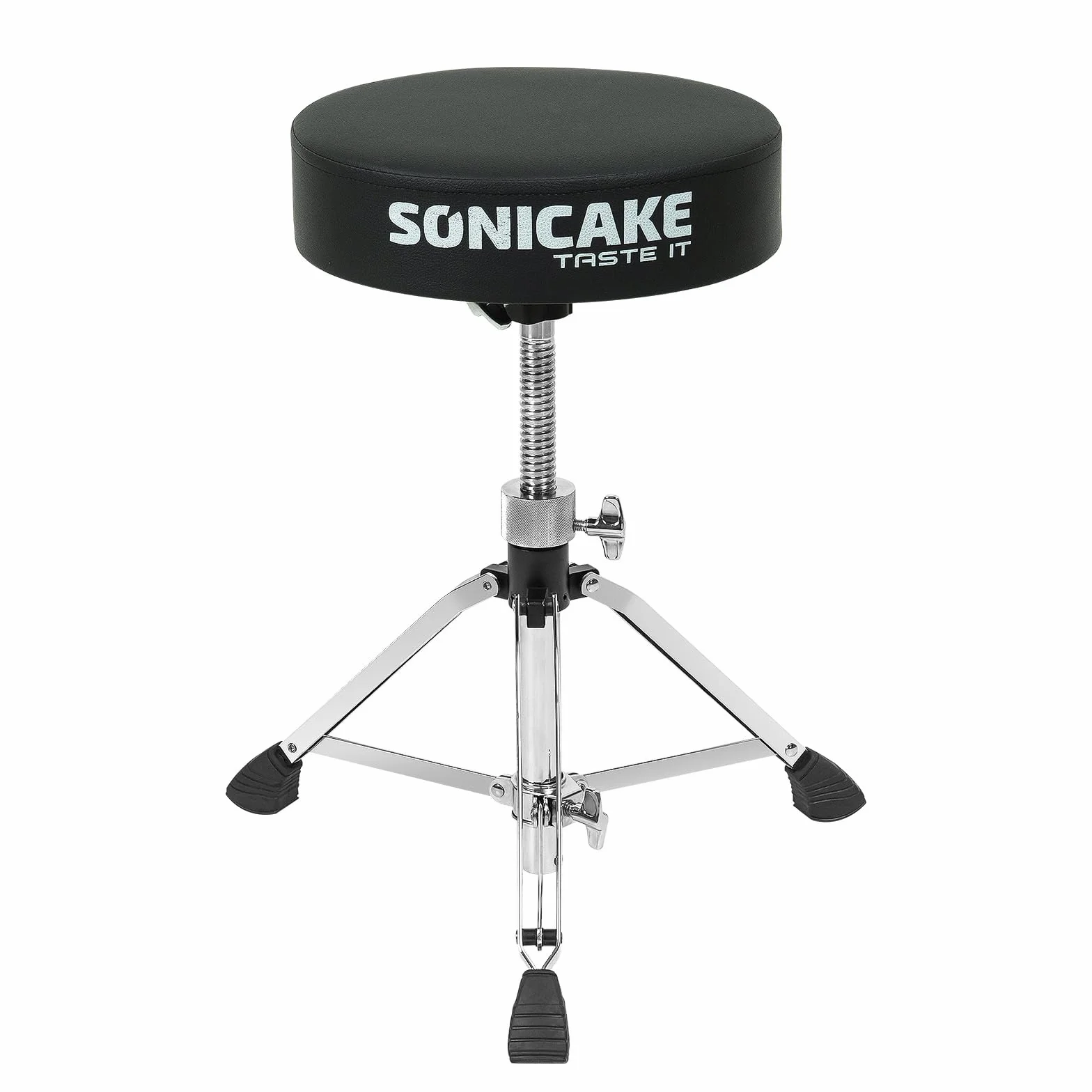 SONICAKE Składany stołek akumulatorowy z regulacją wysokości od 43 do 60 cm z antypoślizgowym wyściełanym siedziskiem. Bardzo gruba wyściółka 8 cm, czarny