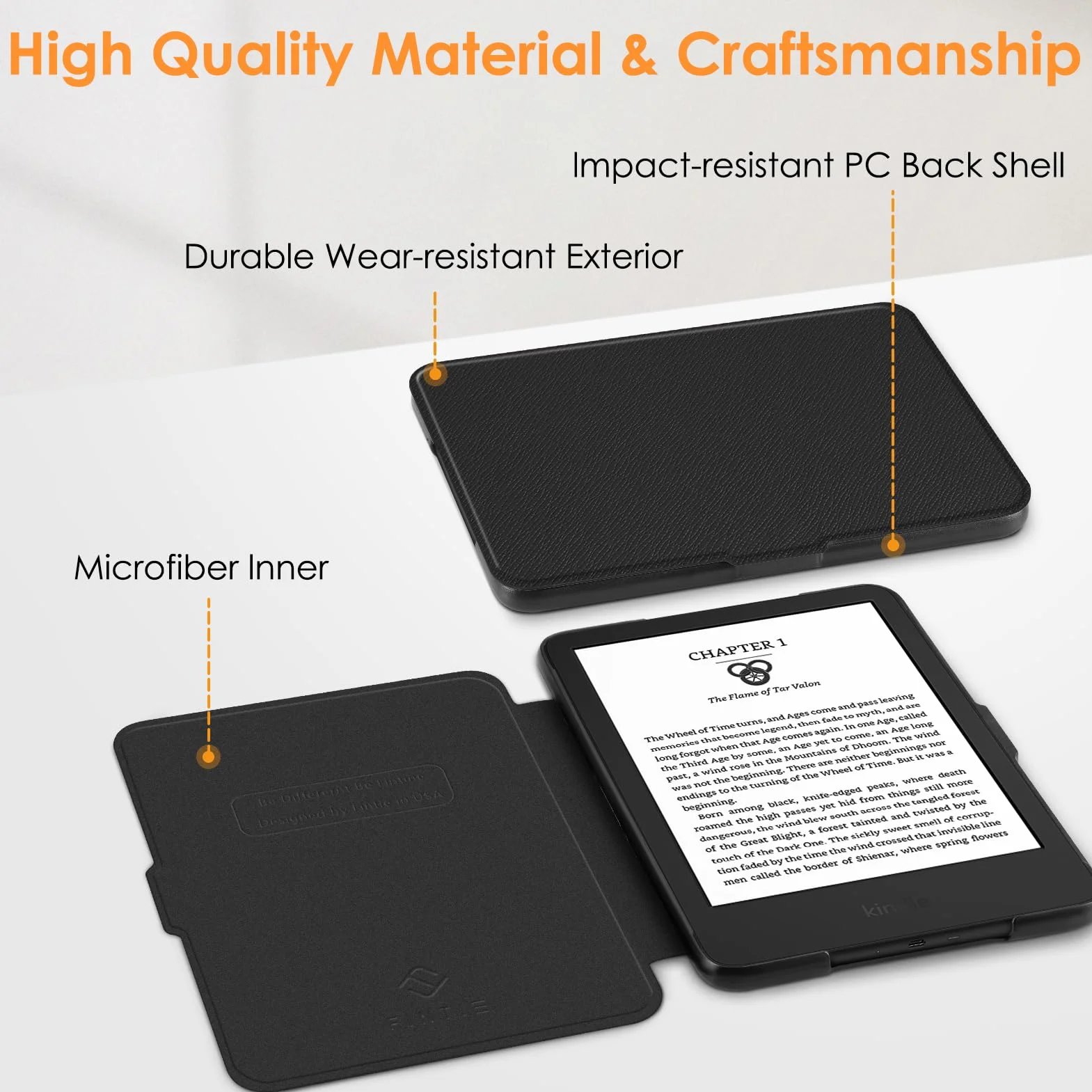 Fintie Etui na 6" Kindle (11. Generacji) - 2024/2022, Lekkie Etui Ochronne z Funkcją Automatycznego Uśpienia/Wybudzenia na 6-Calowy Kindle Basic 2024, Czarny