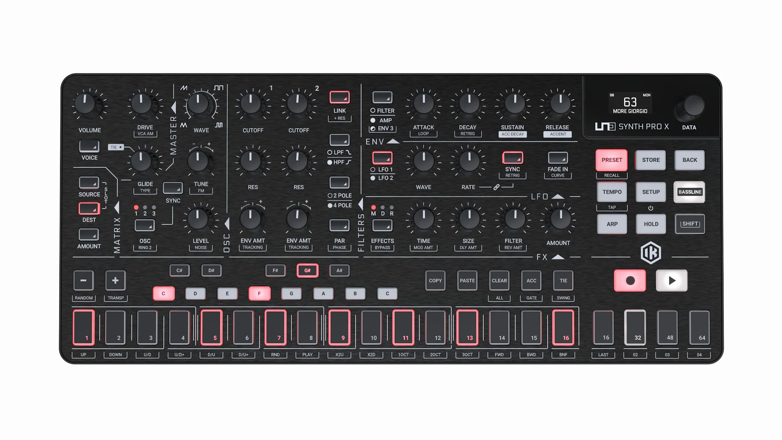 IK Multimedia UNO Synth PRO X, Paraphonic dual-filter analog synthesizer with paraphonic sequencer, integrated FXs and CV connections