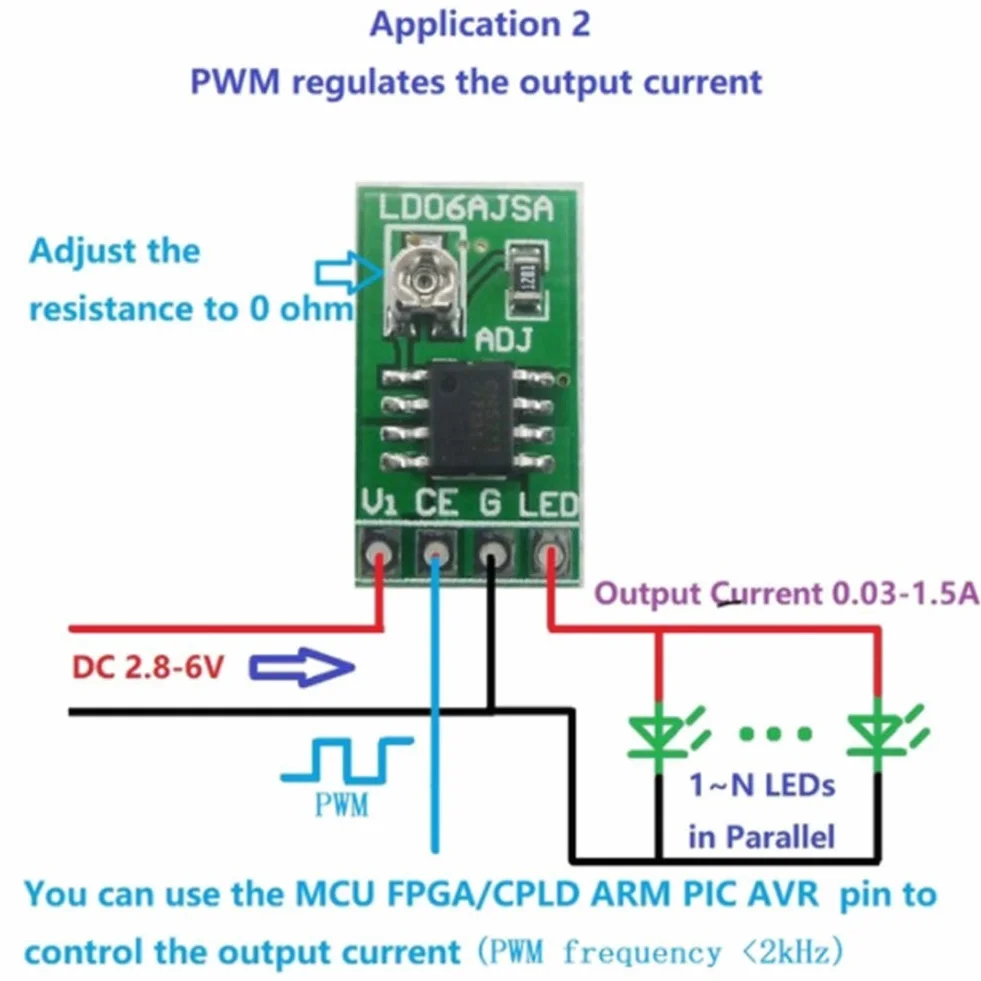 30-1500mA DC LED Driver Stały Prąd Regulowany Moduł do LED Li-ion 3,3 V 3,7 V 5 V.