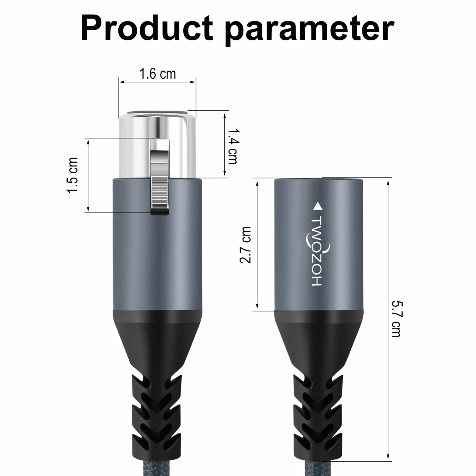 Twozoh XLR Męski na żeński Kabel Audio 2M 2 Pack, pleciony zbalansowany 3-pinowy XLR kabel Mikrofonowy (Profesional/Hifi)