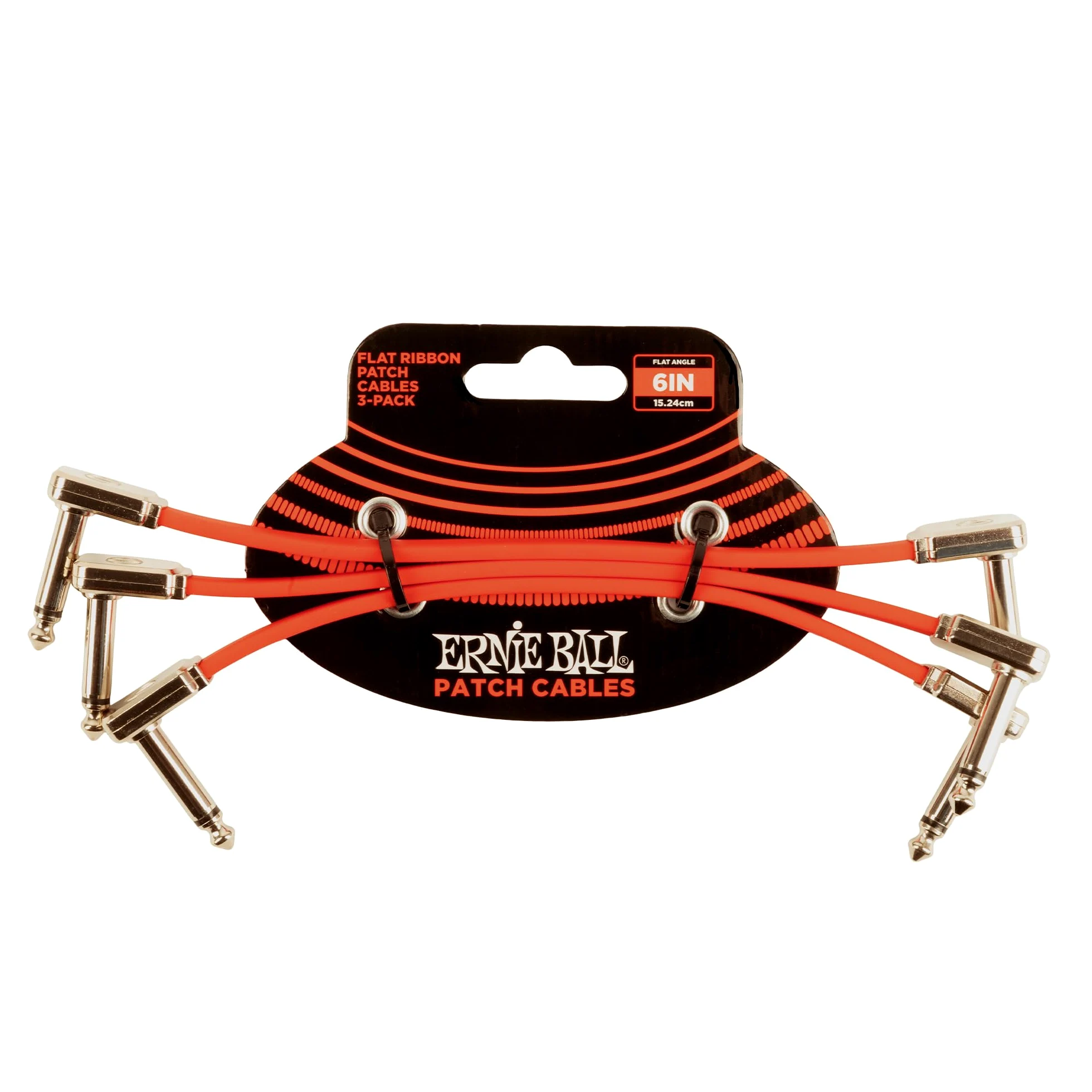 Ernie Ball 6" Flat Ribbon Patch Cable 3-Pack- Red