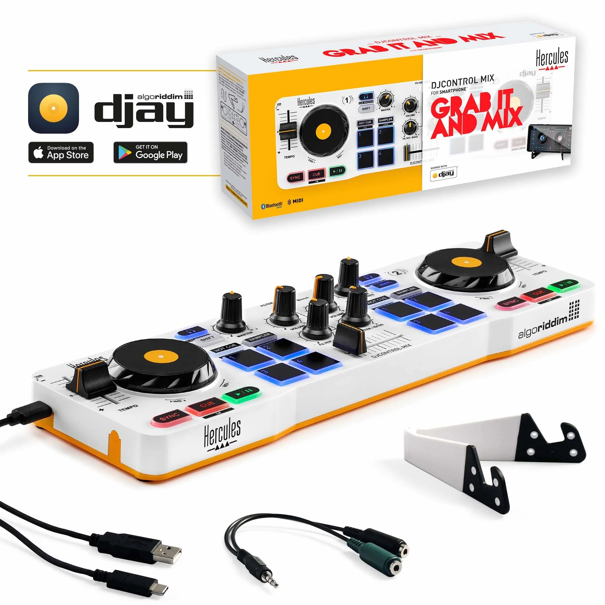 Hercules DJControl Mix Bezprzewodowy kontroler DJ Bluetooth 2-kanałowy