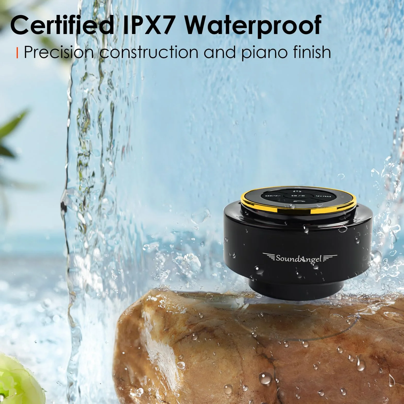 XLEADER Ulepszony głośnik prysznicowy, certyfikowany wodoodporny głośnik Bluetooth IPX7 z przyssawką i klipsem haczykowym, wbudowany mikrofon, kryształowy dźwięk i bogaty bas, czas odtwarzania do 12