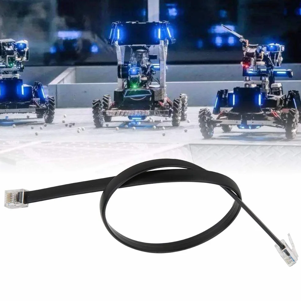 Kabel krosowy, 2-częściowy kabel czujnika krosowego RJ25 6PIN o długości 1,3 stopy, kabel danych 6P6C z łańcuchem z podwójną głowicą kryształową, UL20251 28AWG 6-żyłowy 7 / 0,12 mm kabel miedziany do robota / samochodzika / DIY Micro
