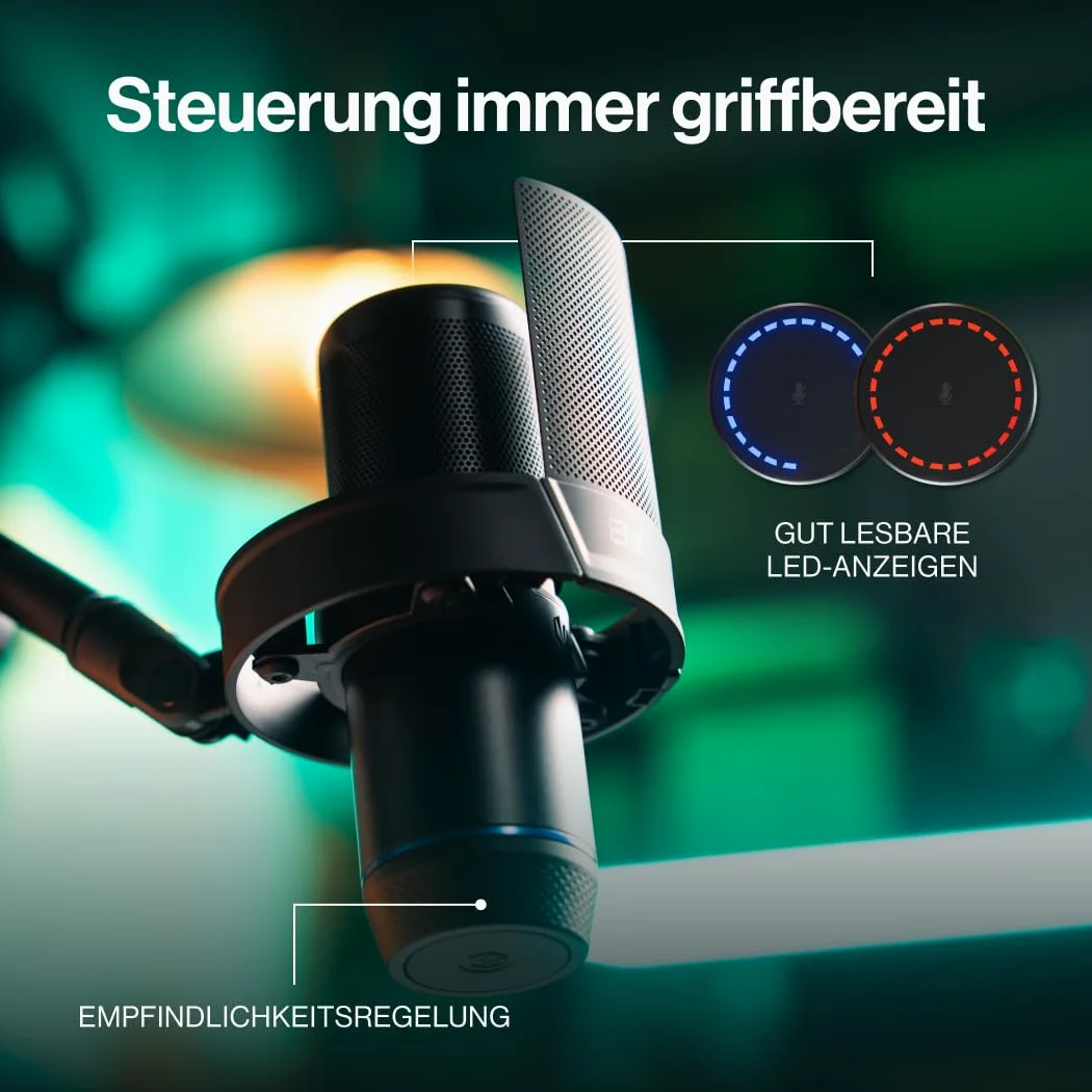 ENDORFY Solum 2 Boom Arm Mikrofon USB C 24 bit/96 kHz | Kardioidalny, Ramię Mikrofonowe 88 cm, Kosz Antywstrząsowy, Metalowy Pop Filtr, Mute, Regulacja Czułości, PC PS5 Mac
