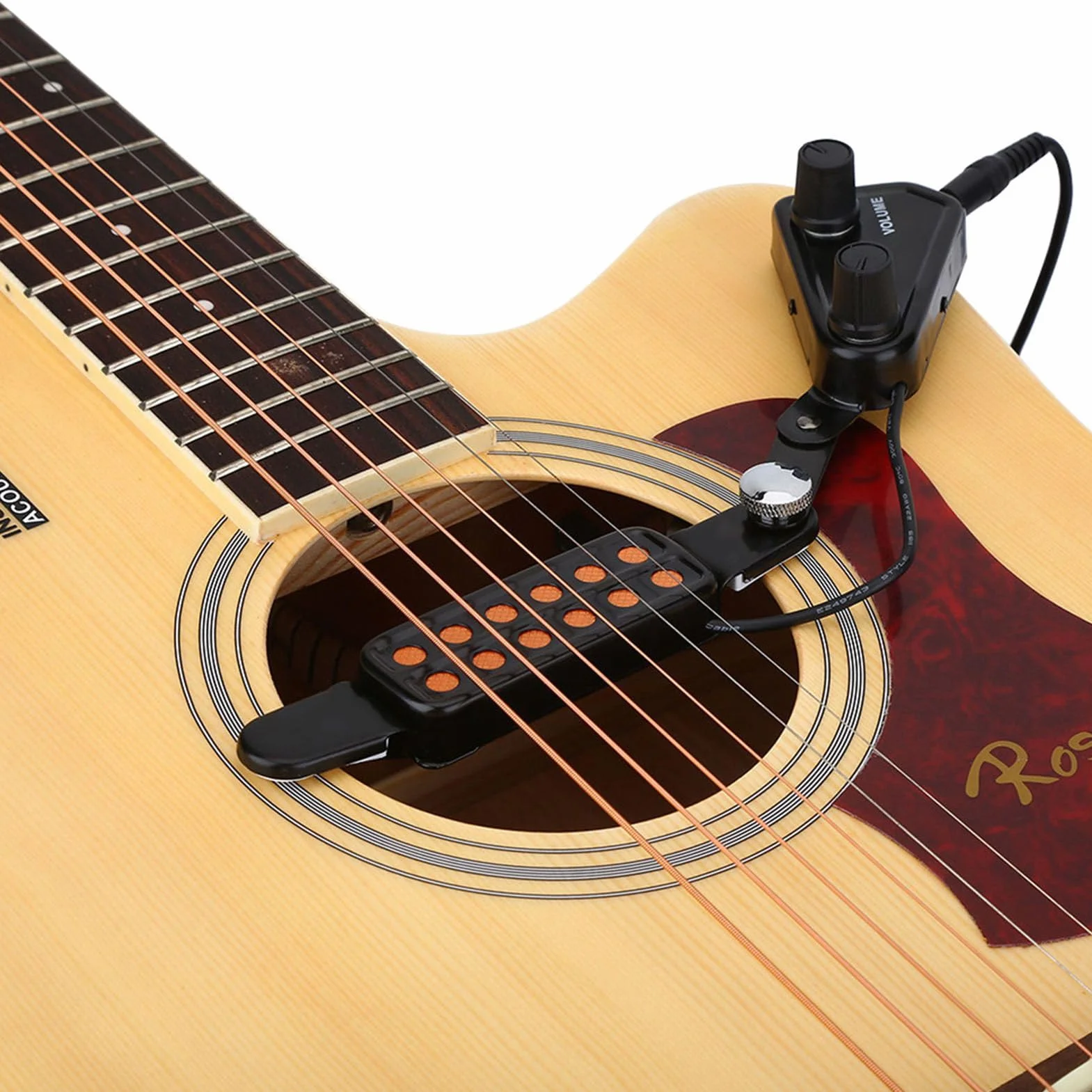 Przetwornik Magnetyczny Pickup z Otworem Dźwiękowym Gitary, 12 Przetworników SoundHole SoundHole Przetwornik Gitarowy z Zestawem Tunera Głośności
