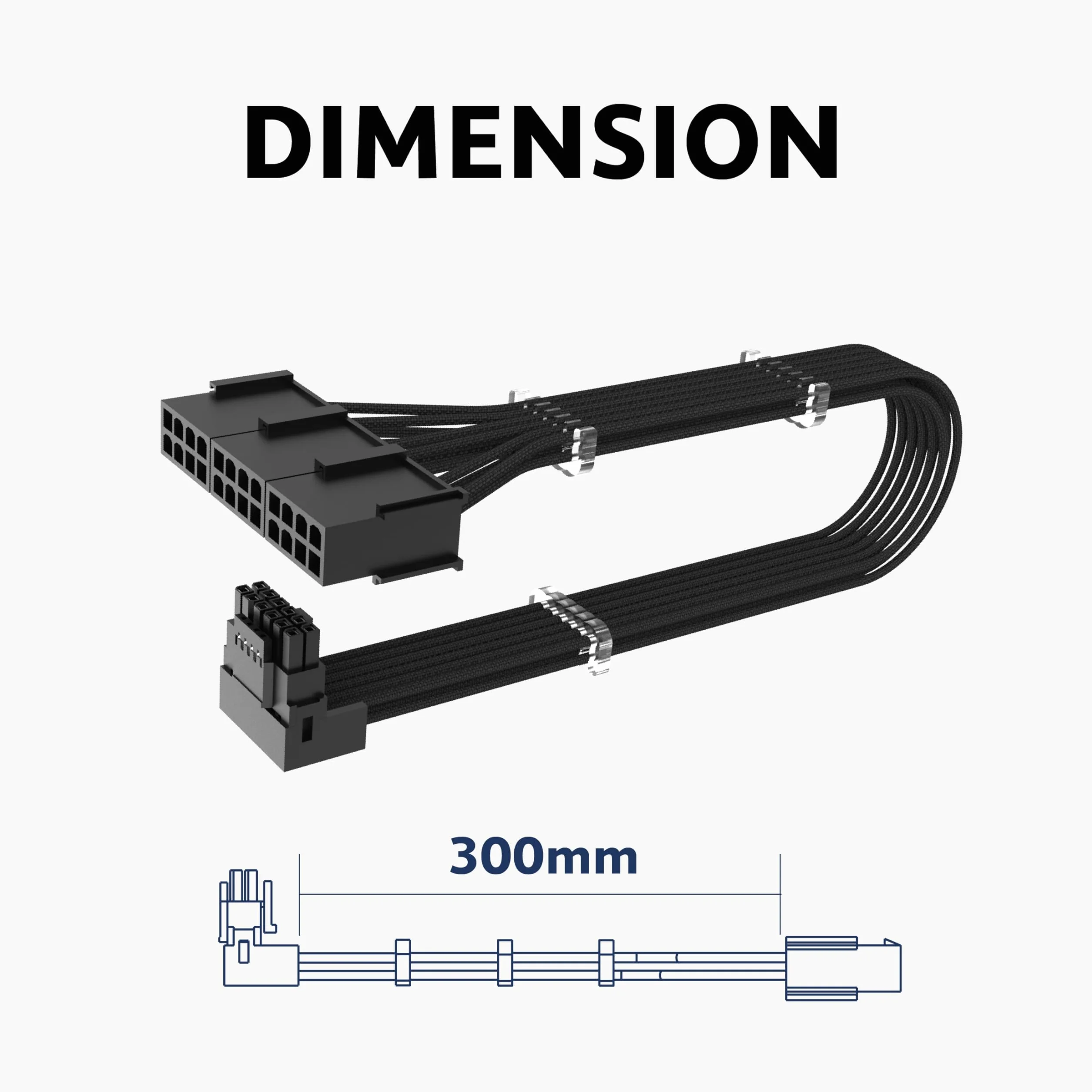 Akasa 90 Stopień 12VHPWR Kabel 12+4 Pin to 3 x 8 Pin męski na żeński, 16AWG, 30cm (Czarny), Maksymalny 600W, Kompatybilny z RTX 4090 4080 4070Ti 3090Ti Karta graficzna z Legacy PSU, AK-CBPW31-30BK