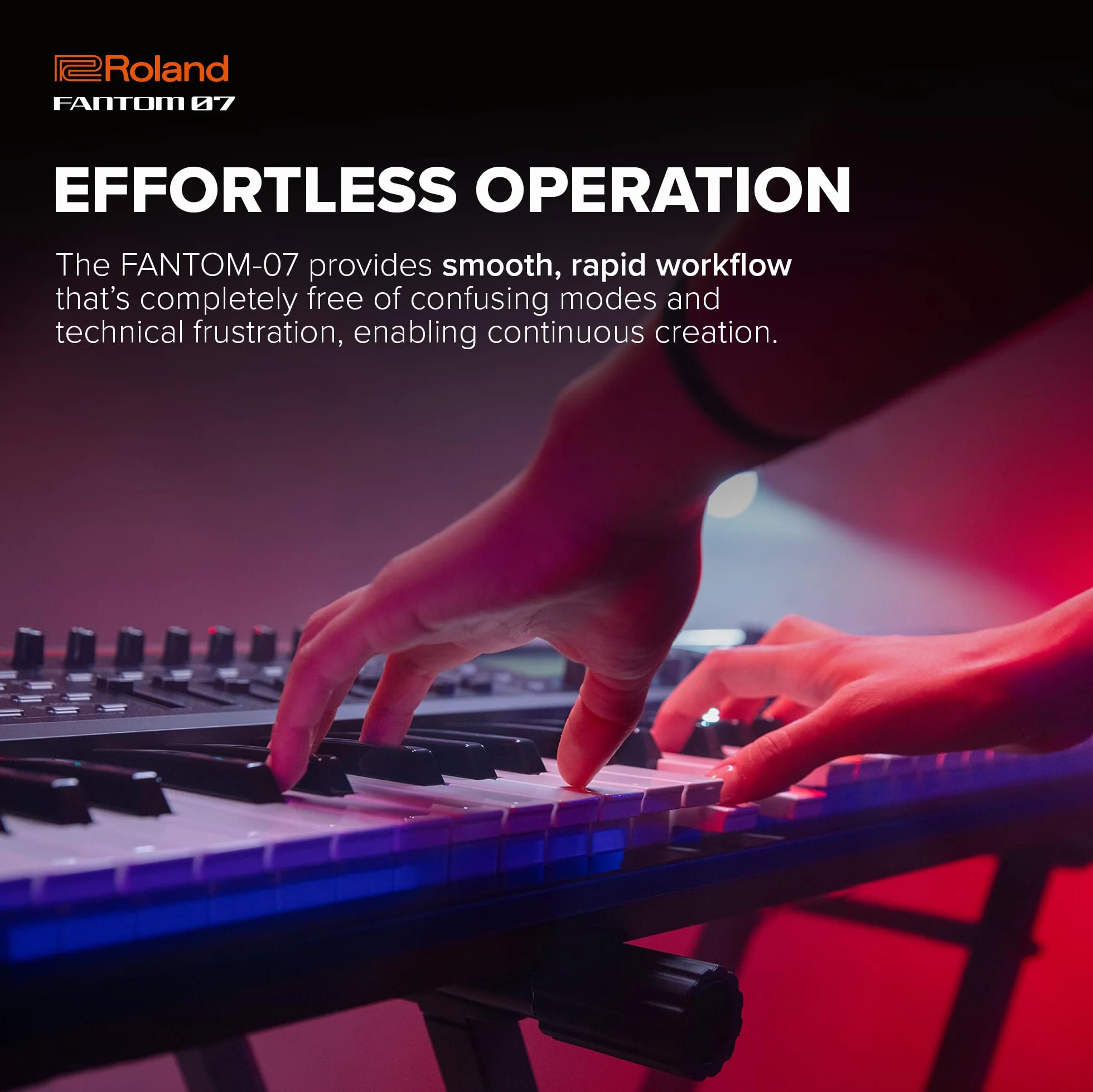 Roland FANTOM-07 KLAWIATURA SYNTEZATOROWA – 76-Klawiszowa Dynamiczna Klawiatura | Tysiące Brzmień Elektronicznych i Akustycznych Roland | Technologie ZEN-Core i SuperNATURAL | Sekwencer TR-REC