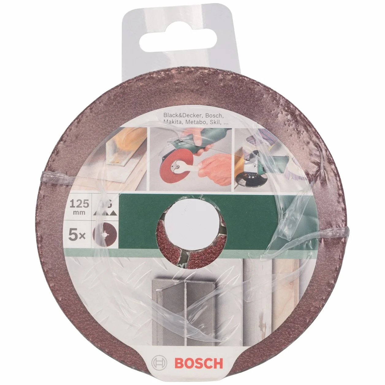 Bosch DIY tarcza szlifierska do szlifierek kątowych, różne materiały, 5 sztuk, Ø 125 mm, ziarnistość 36)