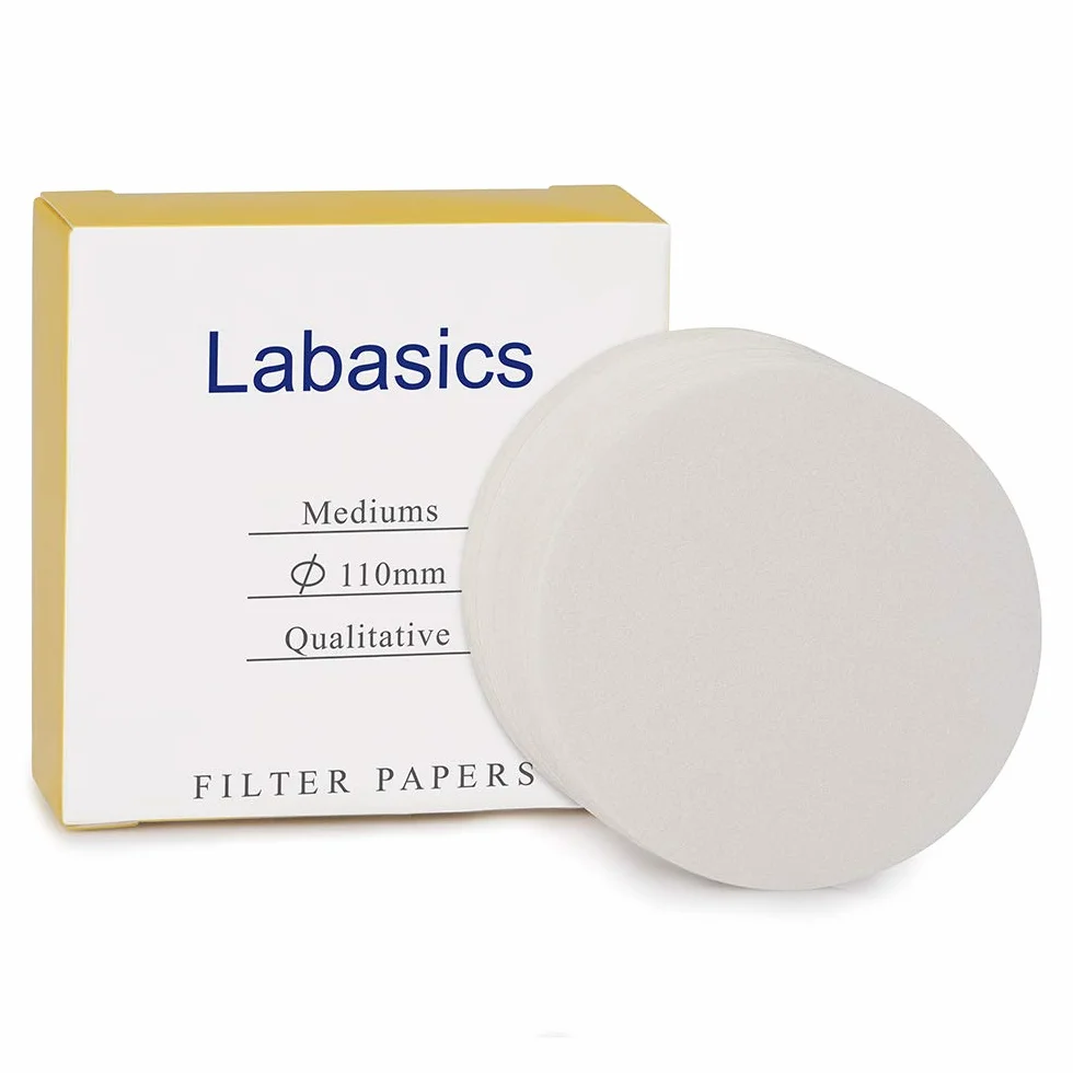 Labasics Wysokiej jakości rolki papieru filtracyjnego, średnica 110 mm papier filtrujący z celulozą o średniej prędkości filtrowania 15-20 mikronów, 100 sztuk