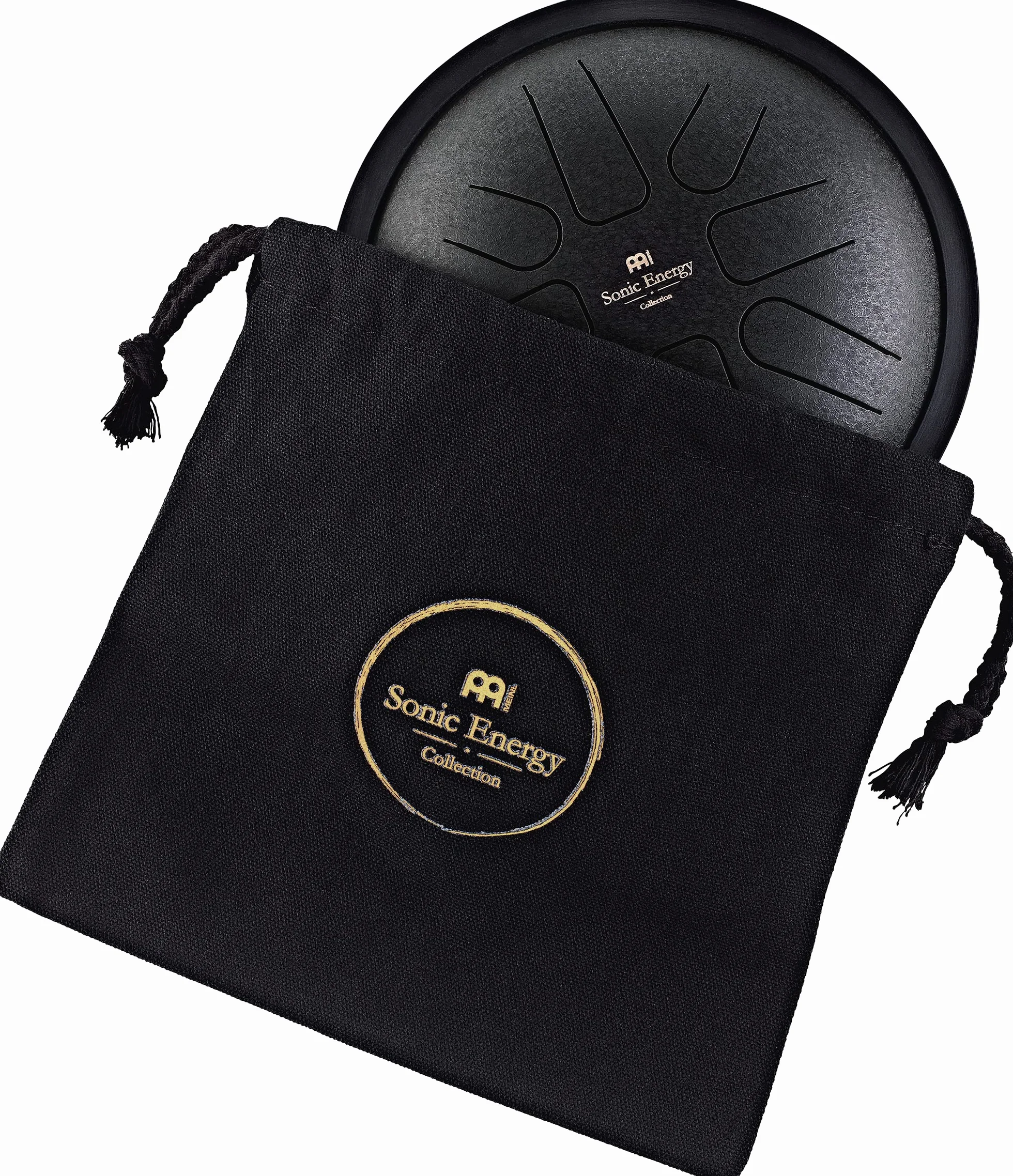 Sonic Energy Steel Tongue Drum – Mały 7-calowy Bęben w Tonacji F-moll – Instrument ze Stali Nierdzewnej do Medytacji, Jogi, Dla Dzieci – w Zestawie z Pałeczkami i Woreczkiem (SSTD1BK)