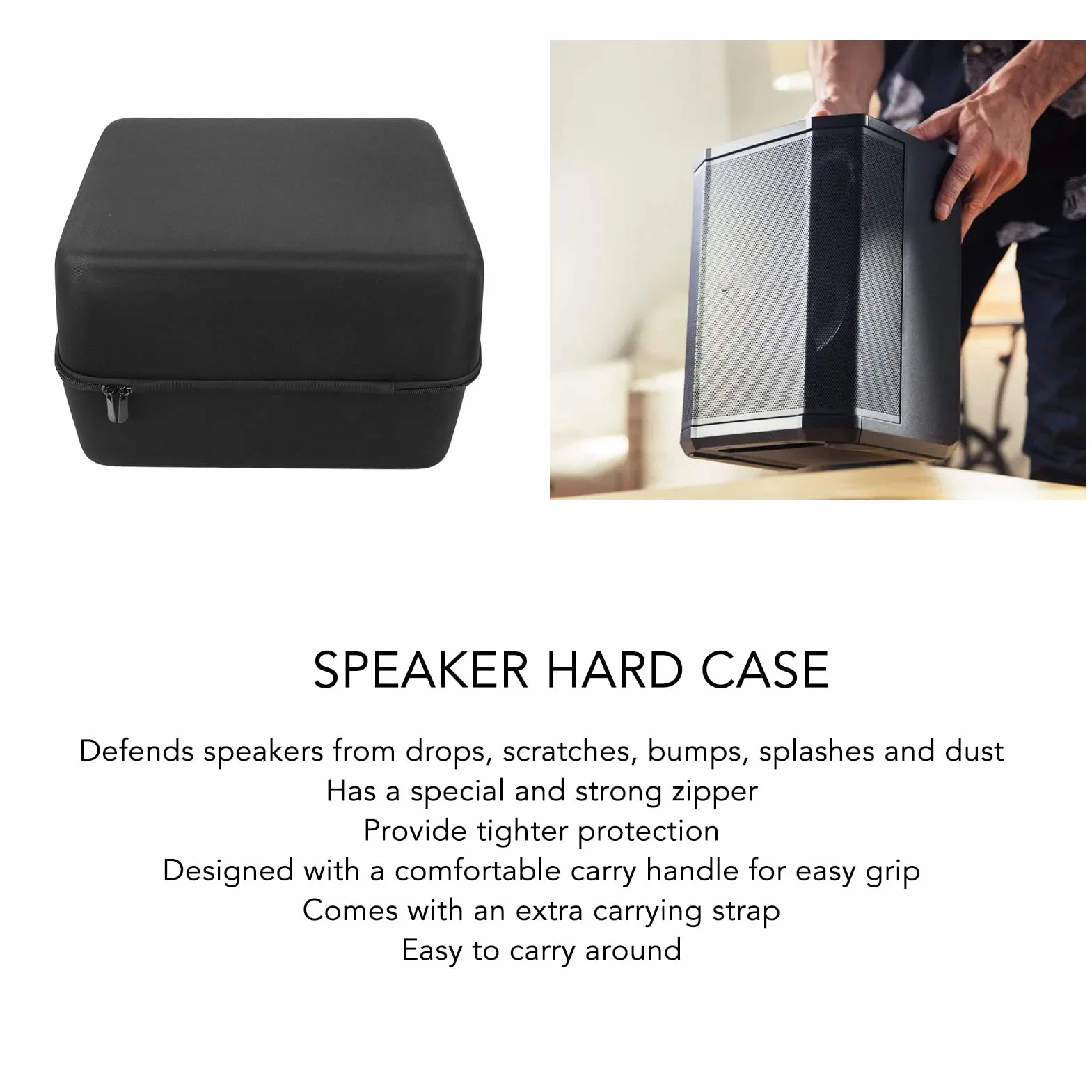 Twardy futerał na głośnik Bluetooth Wytrzymały futerał podróżny do głośnika S1 PRO Osłona ochronna z uchwytem i paskiem Czarna 36x30x24cm