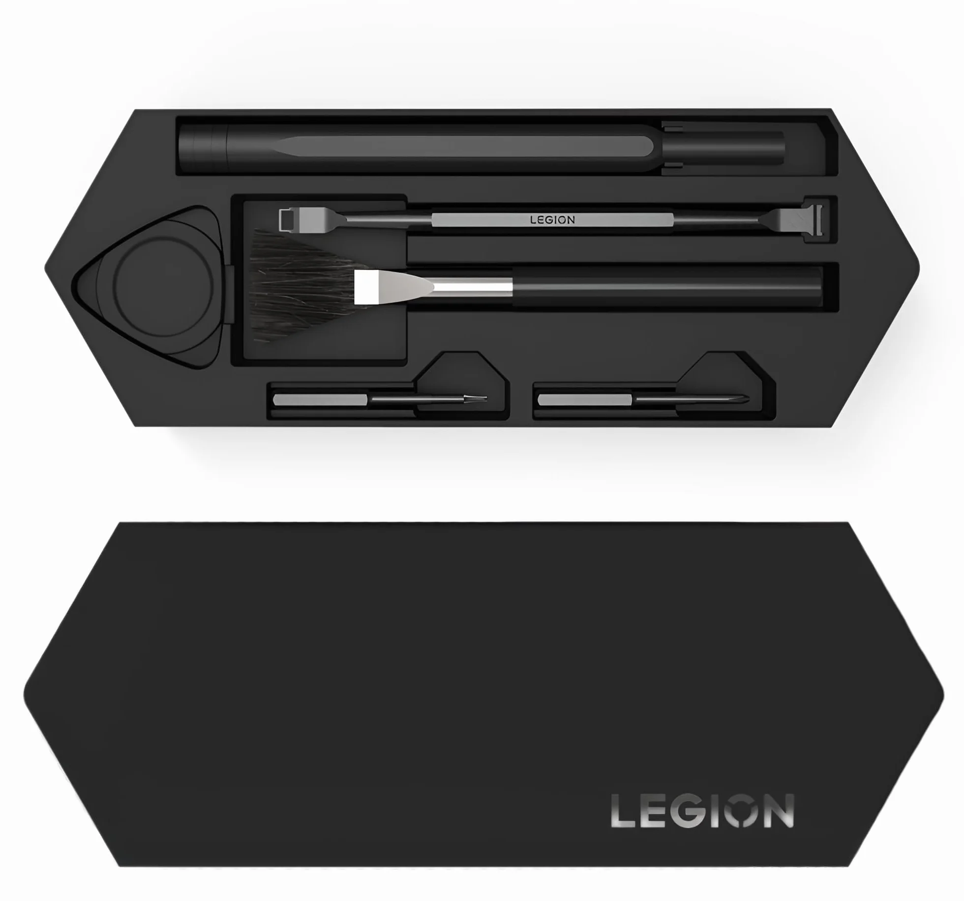 Lenovo Zestaw do czyszczenia i narzędzi Legion, trwałe narzędzia do utrzymania wydajności Twojego komputera Legion, etui do przechowywania i szmatki do czyszczenia w zestawie
