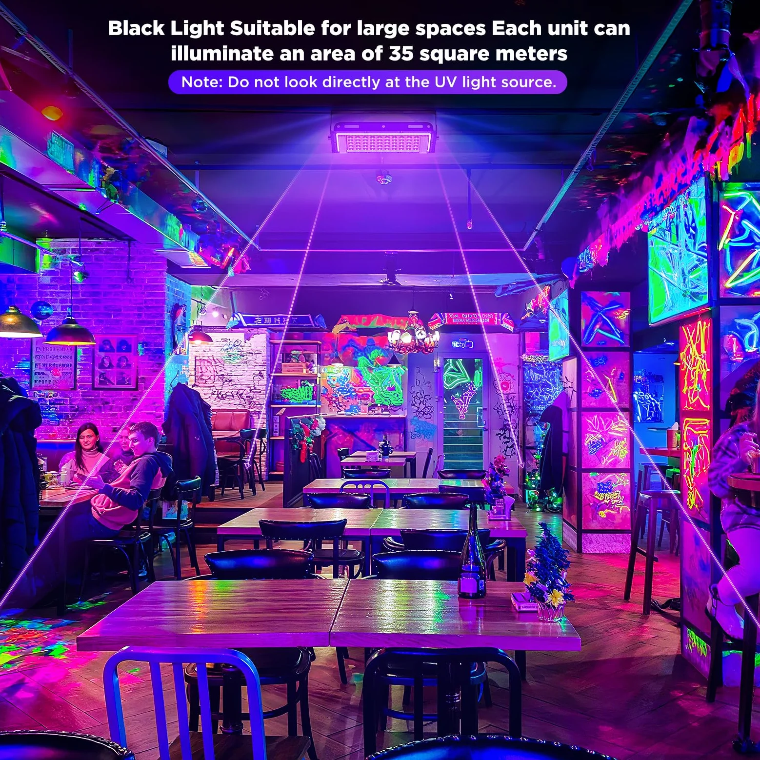 GKT 4 szt. reflektor 50 W, czarne światło, 385-400 nm czarne światło, nadaje się na Halloween, Boże Narodzenie, imprezę fluorescencyjną, światło utwardzania żywicą UV, wyświetlacz ze szkła uranowego