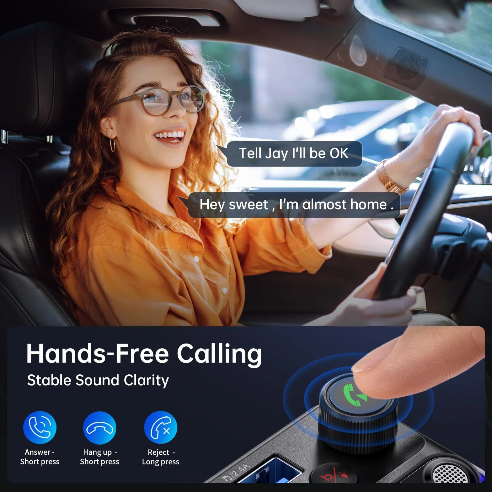Syncwire Samochodowy adapter Bluetooth, 5,4 FM transmiter samochodowy Bluetooth, podwójny mikrofon, 42 W PD i QC 3.0, szybkie ładowanie, ładowarka samochodowa, bezprzewodowy zestaw głośnomówiący,