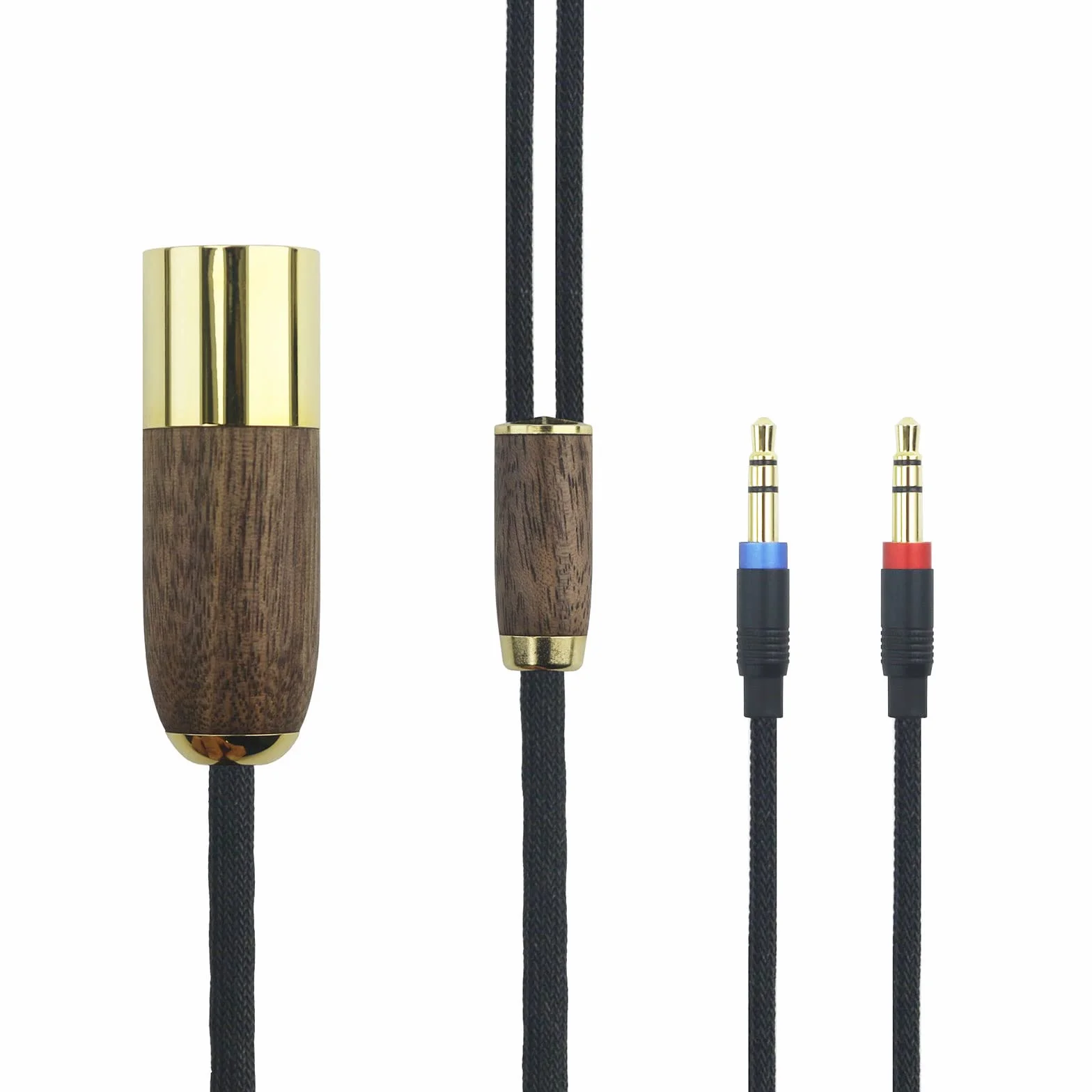 ABLET XLR 4-pinowy kabel 2 m 7N OCC posrebrzana miedź obudowa z drewna orzechowego kompatybilny ze słuchawkami Hifiman Sundara, Ananda, Arya, HE400SE, HE4XX, HE-400i (wersja